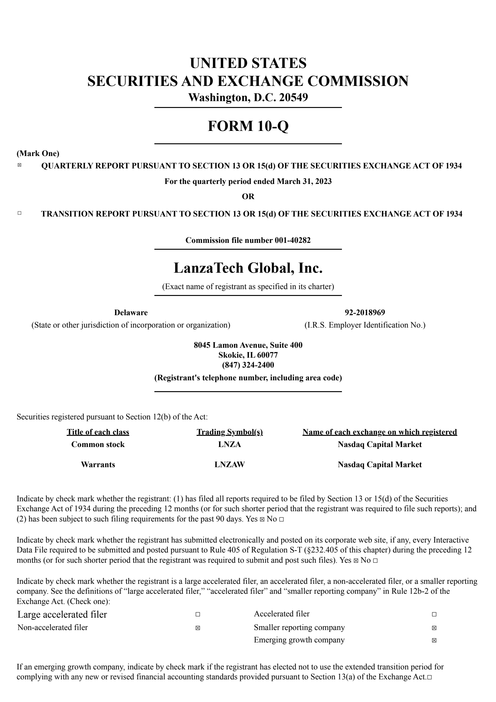 LanzaTech Global's Q1 2023 Quarterly report