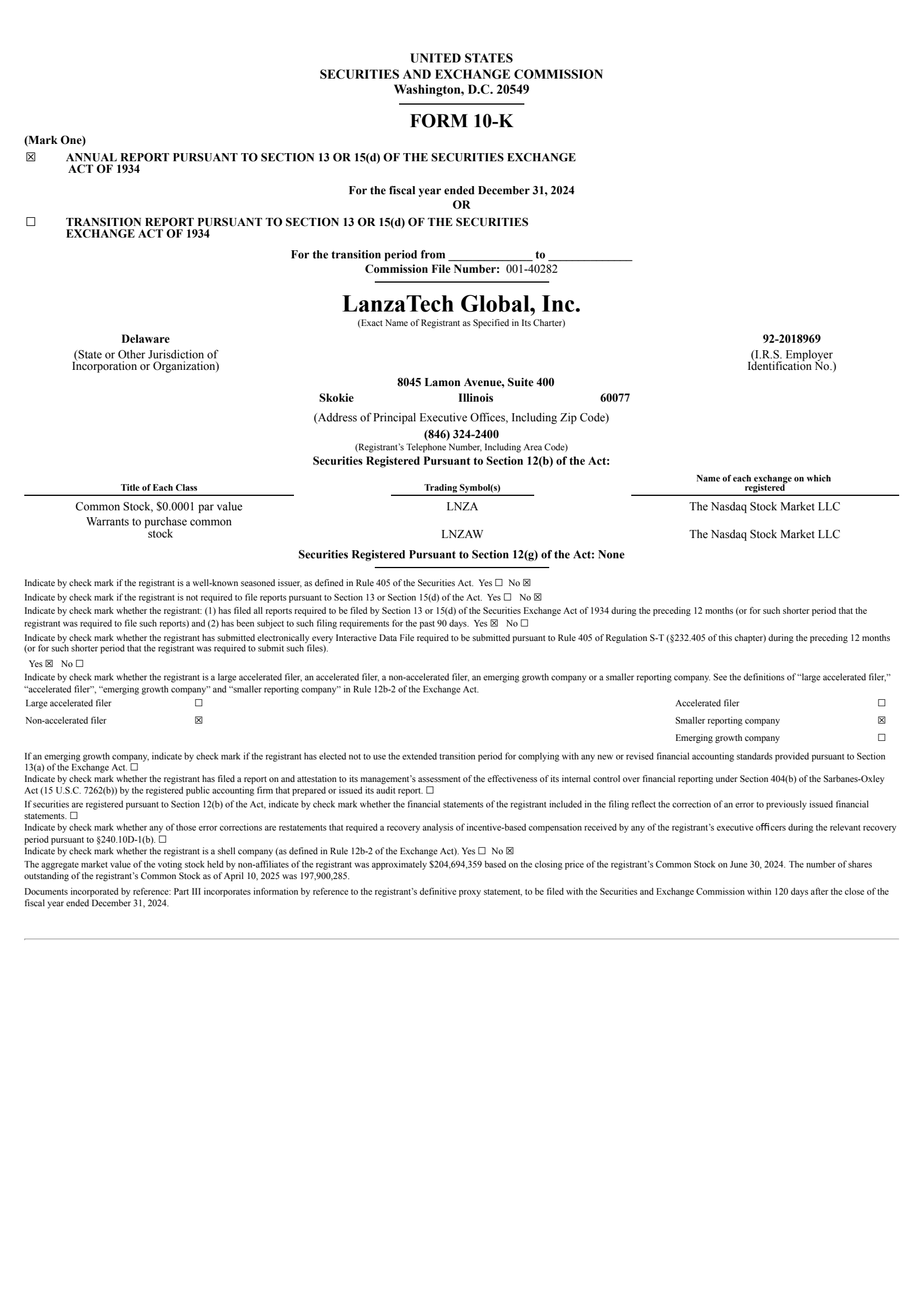 LanzaTech Global's Q4 2024 Annual Report