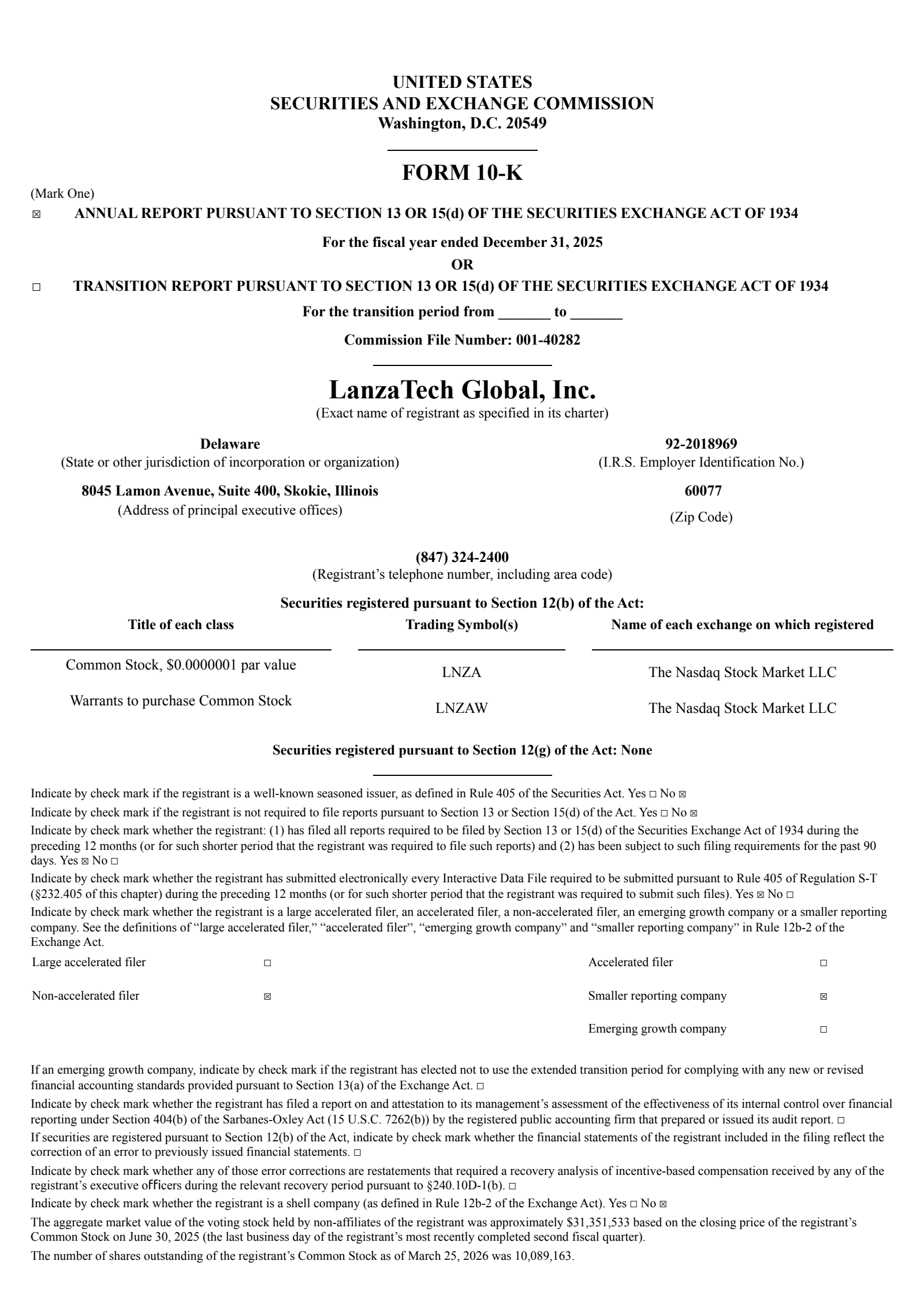 LanzaTech Global's Q4 2025 Annual report
