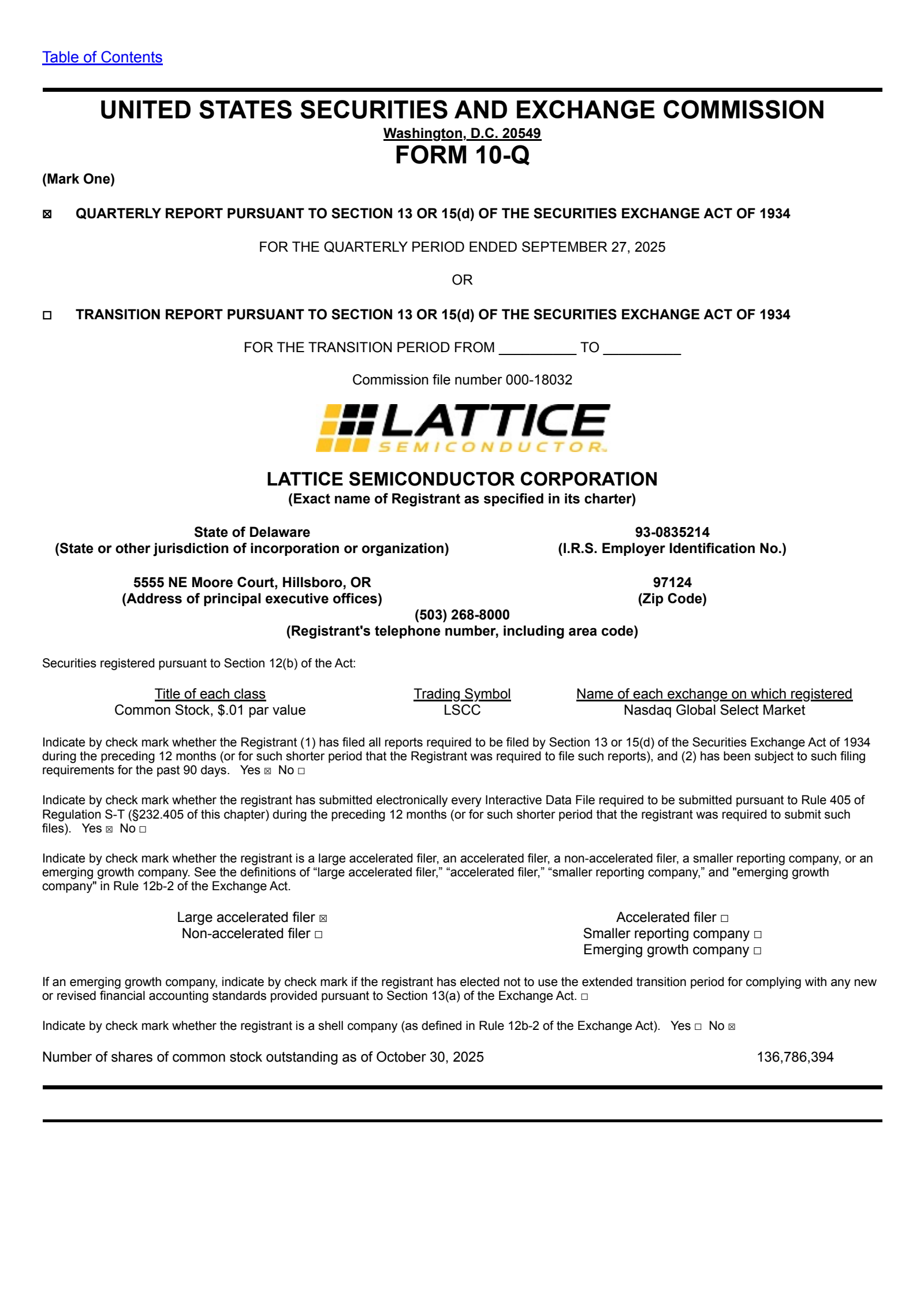 Lattice Semiconductor's Q3 2025 Quarterly Report