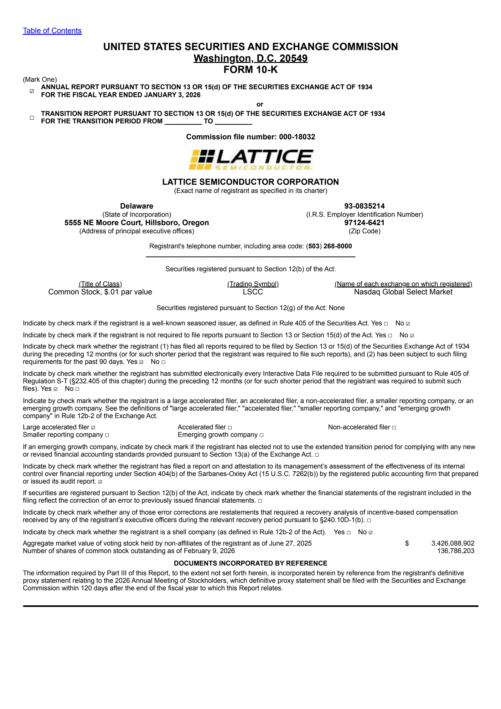 Lattice Semiconductor's Q4 2025 Annual report