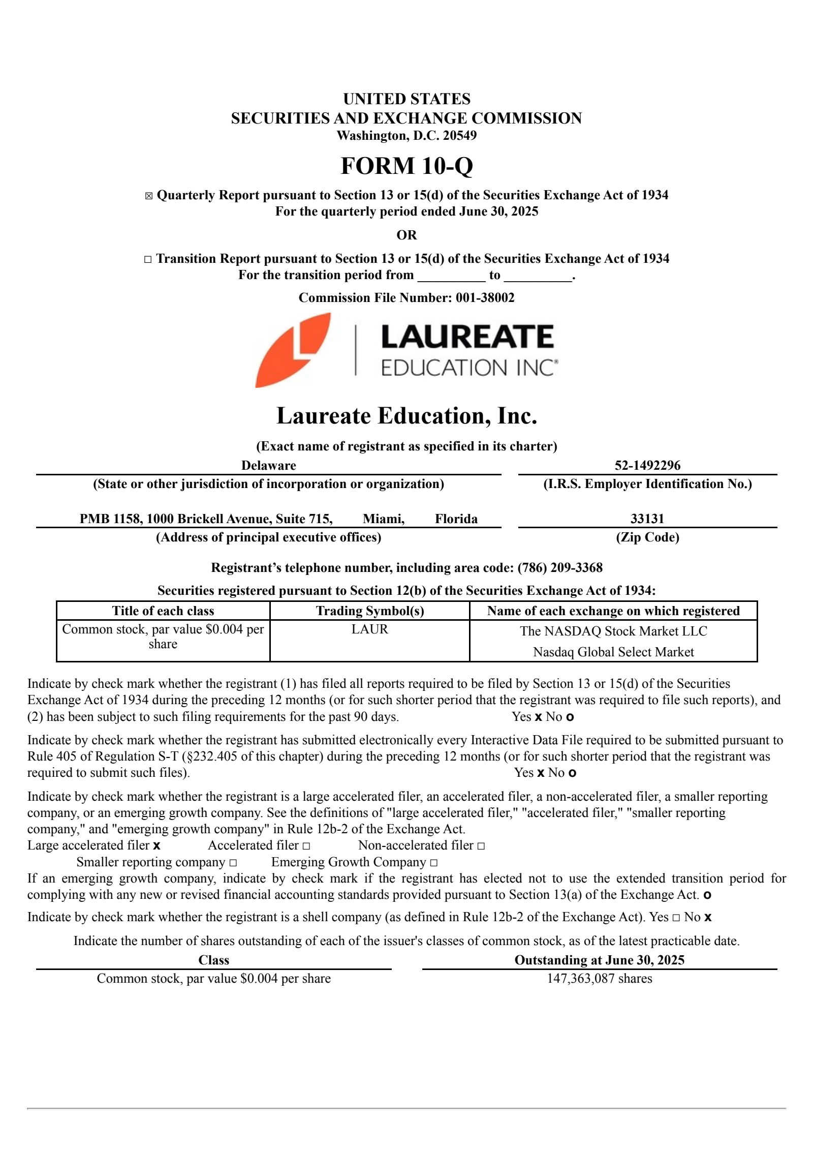 Laureate Education's Q2 2025 Quarterly report