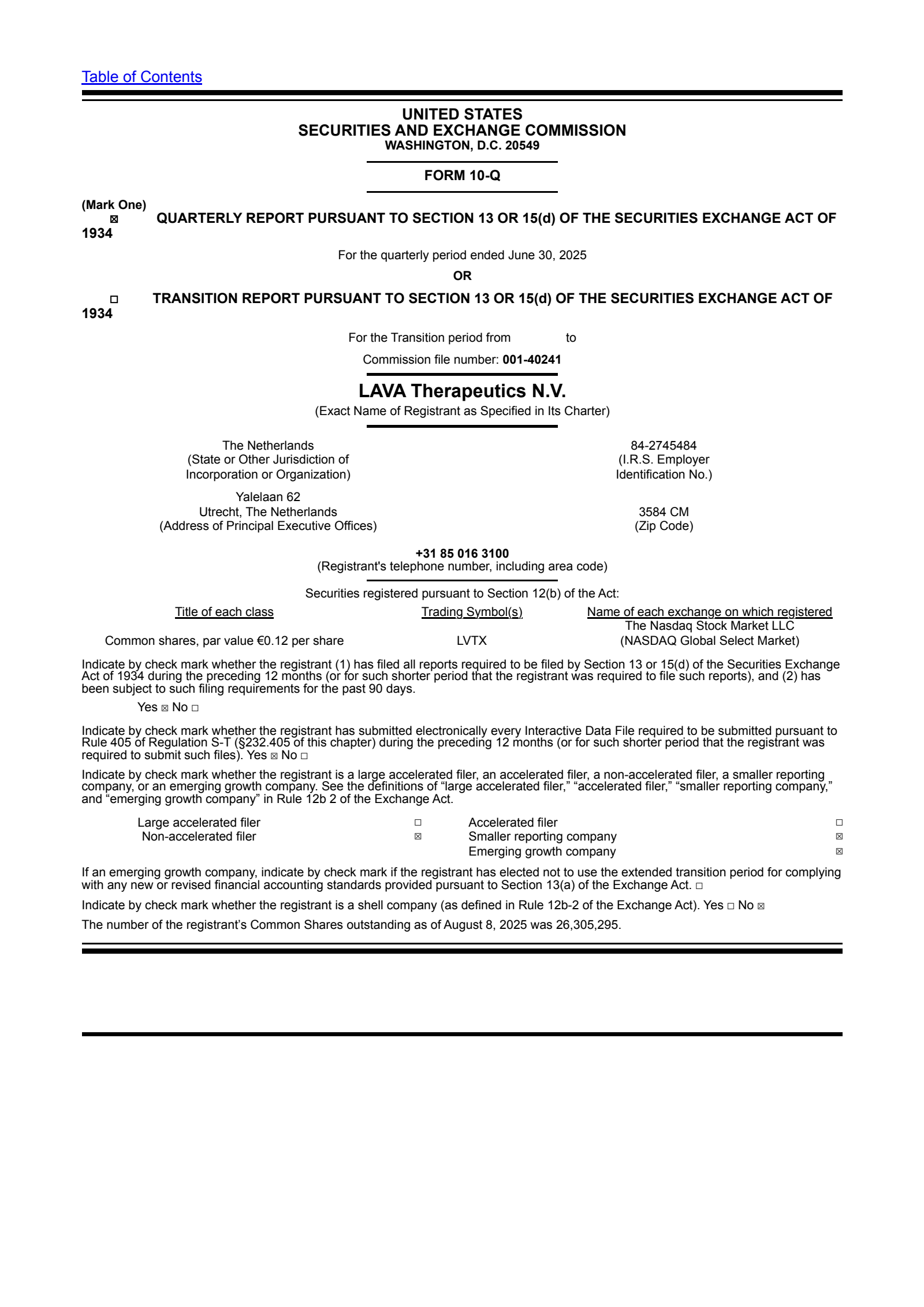 LAVA Therapeutics' Q2 2025 Quarterly report