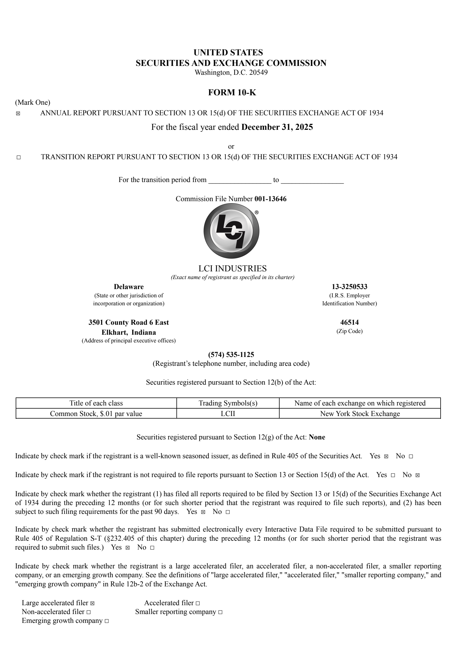 LCI Industries' Q4 2025 Annual report