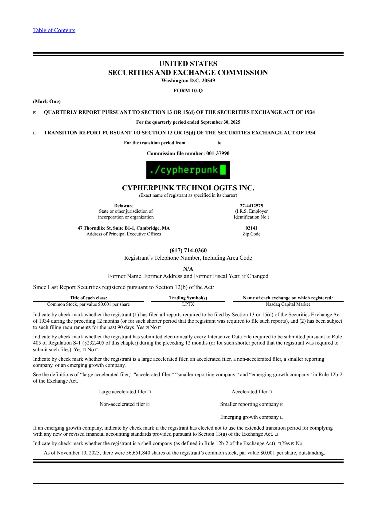 Leap Therapeutics' Q3 2025 Quarterly Report