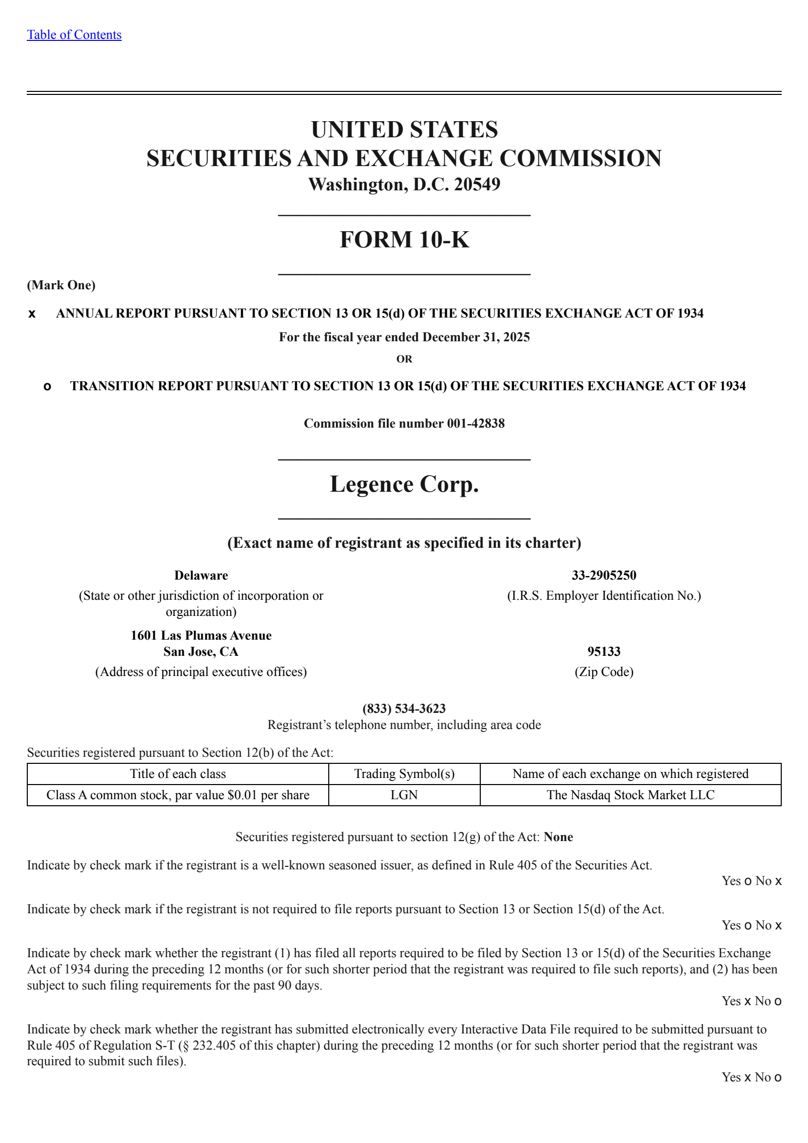 LGN's Q4 2025 Annual report