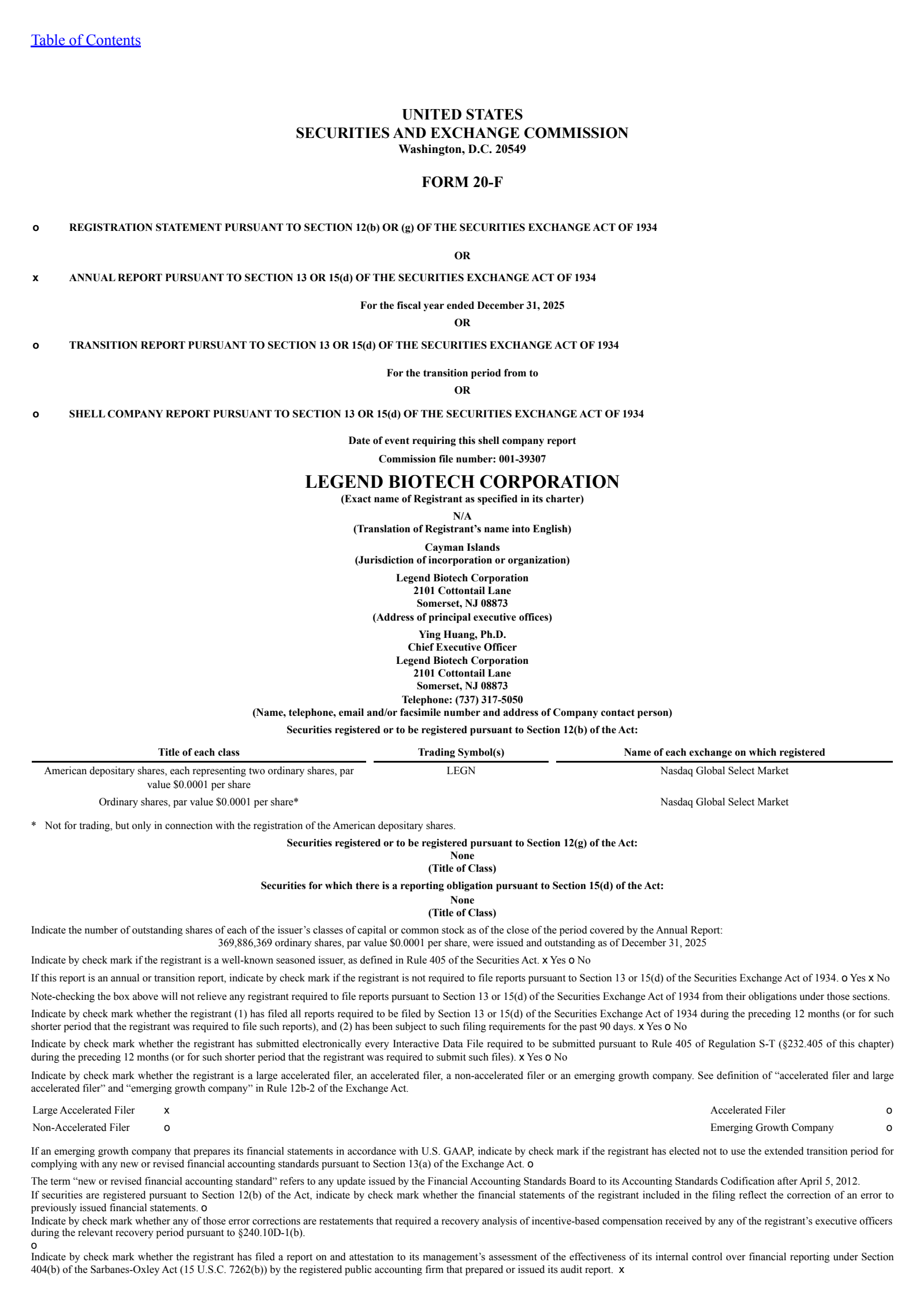 Legend Biotech's Q4 2025 Annual report