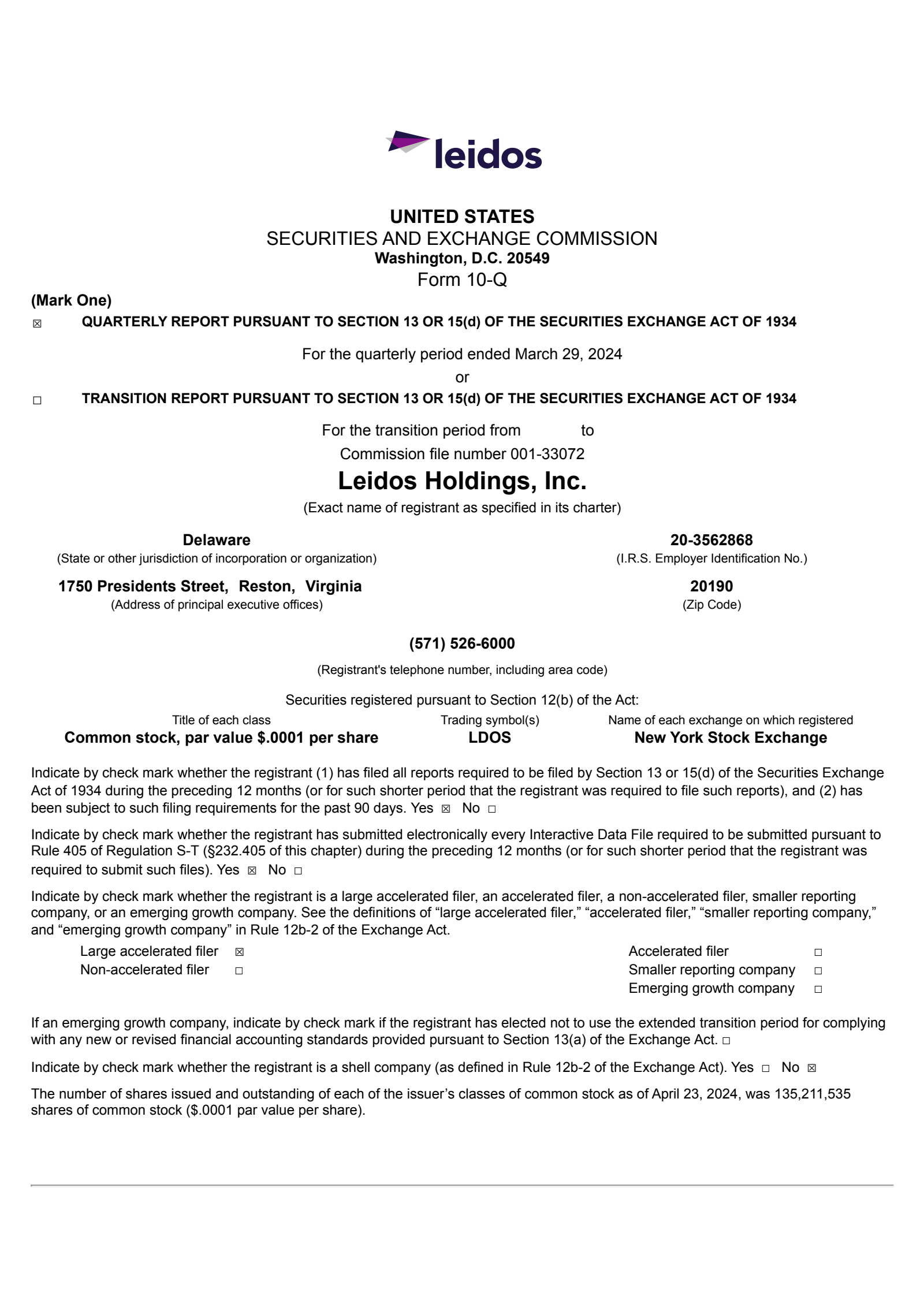 Leidos' Q1 2024 Quarterly report