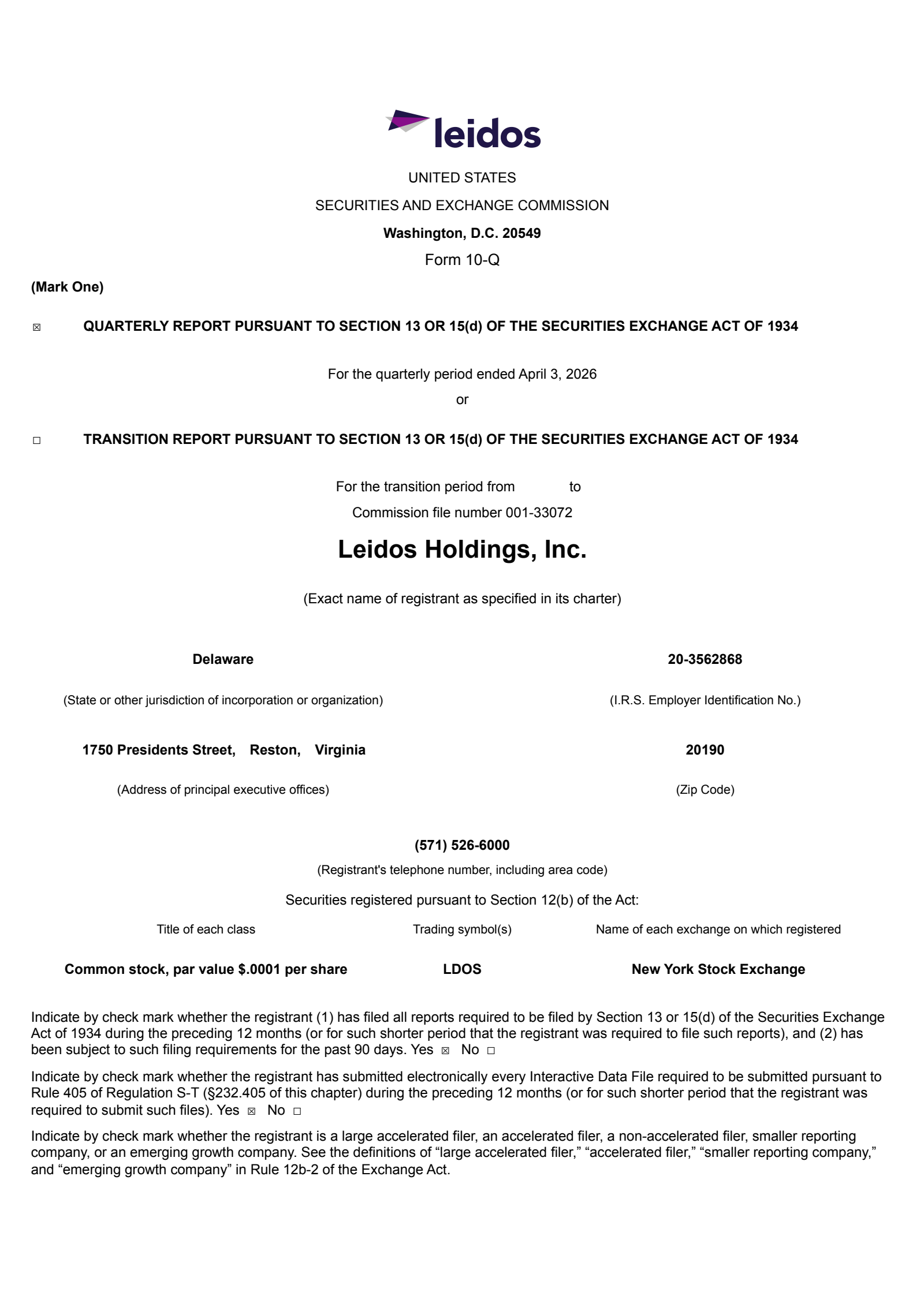 Leidos' Q1 2026 Quarterly report