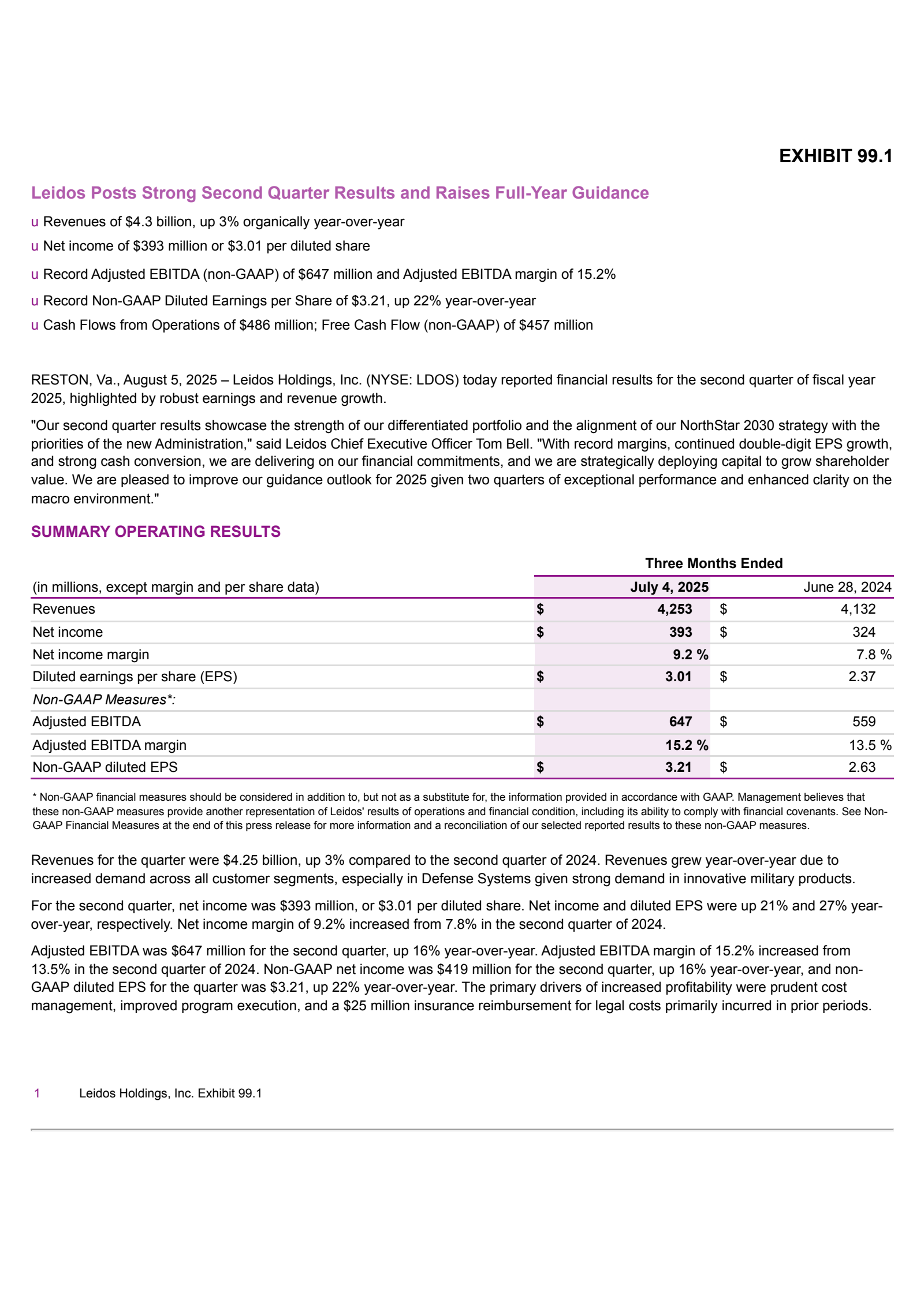 Leidos' Q2 2025 Press Release