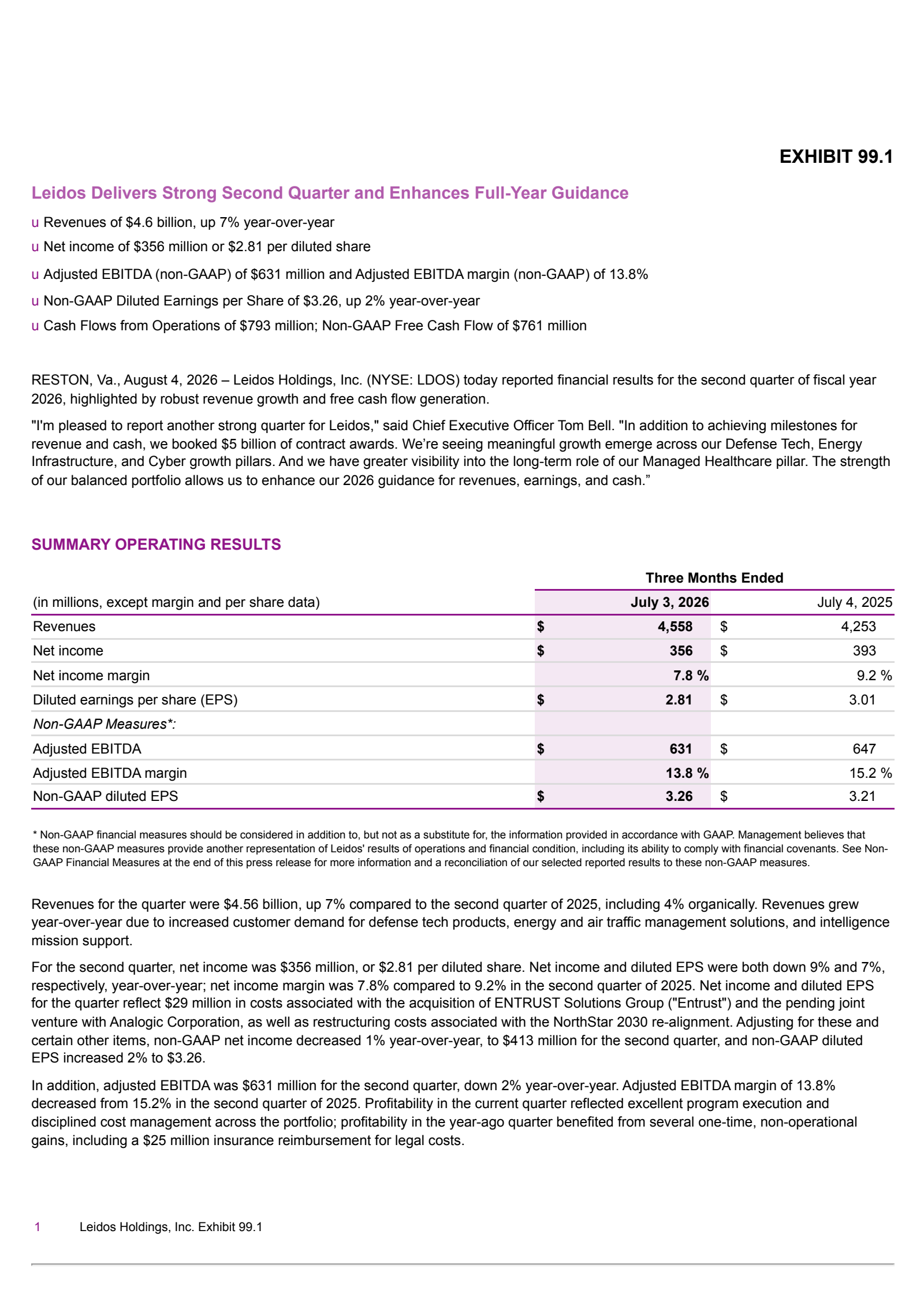 Leidos' Q2 2026 Press Release