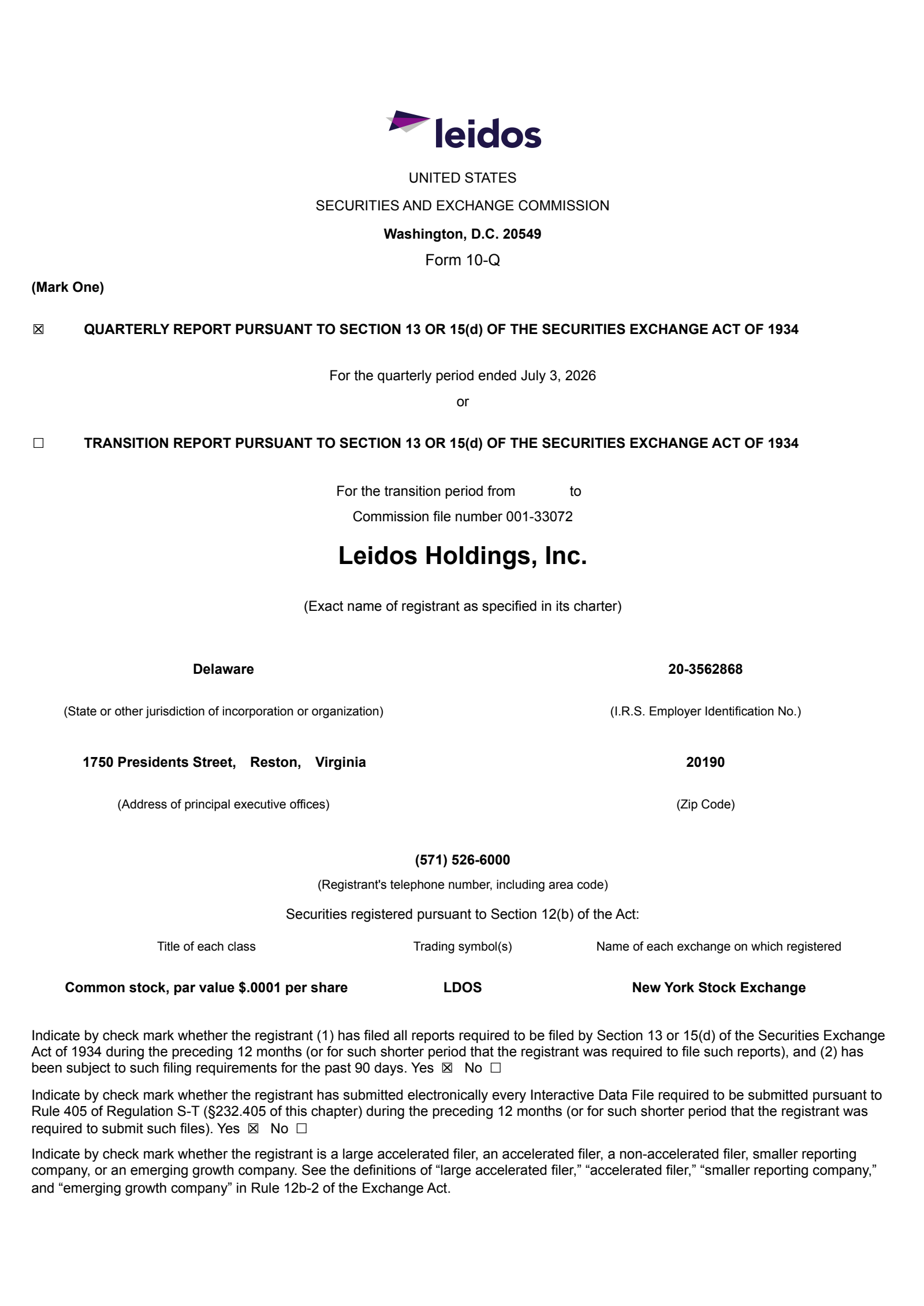 Leidos' Q2 2026 Quarterly report