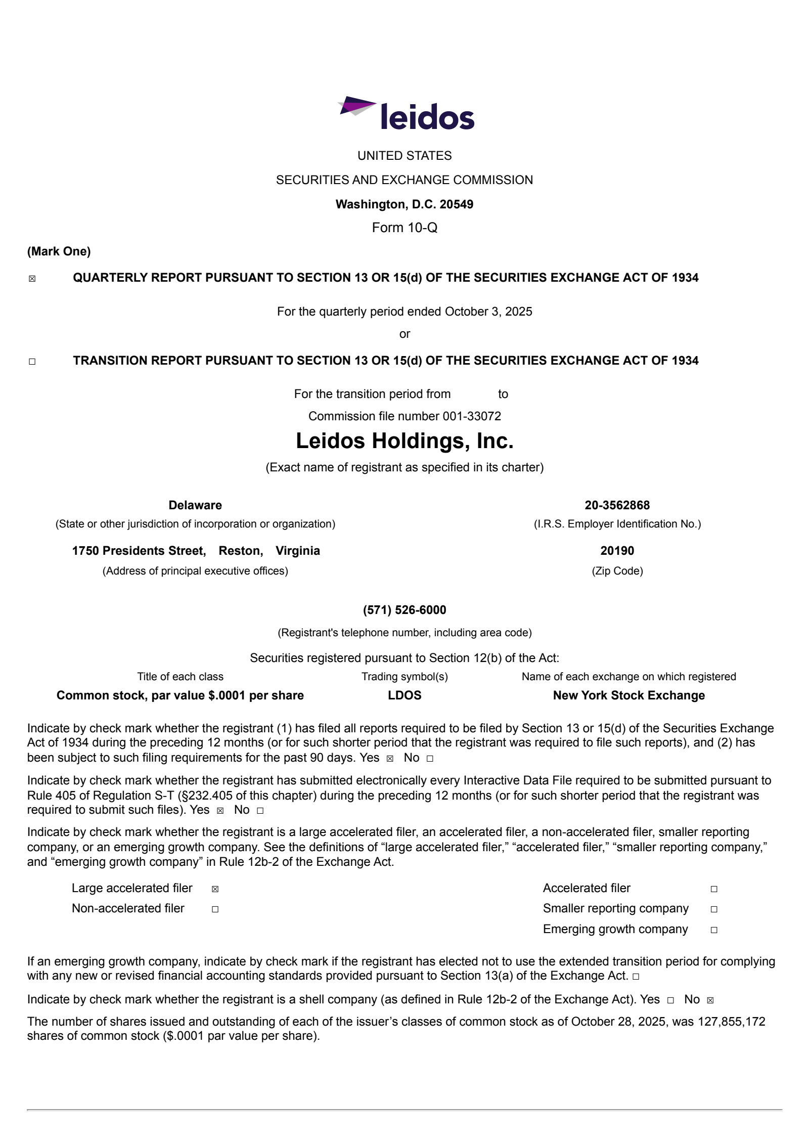 Leidos' Q3 2025 Quarterly Report
