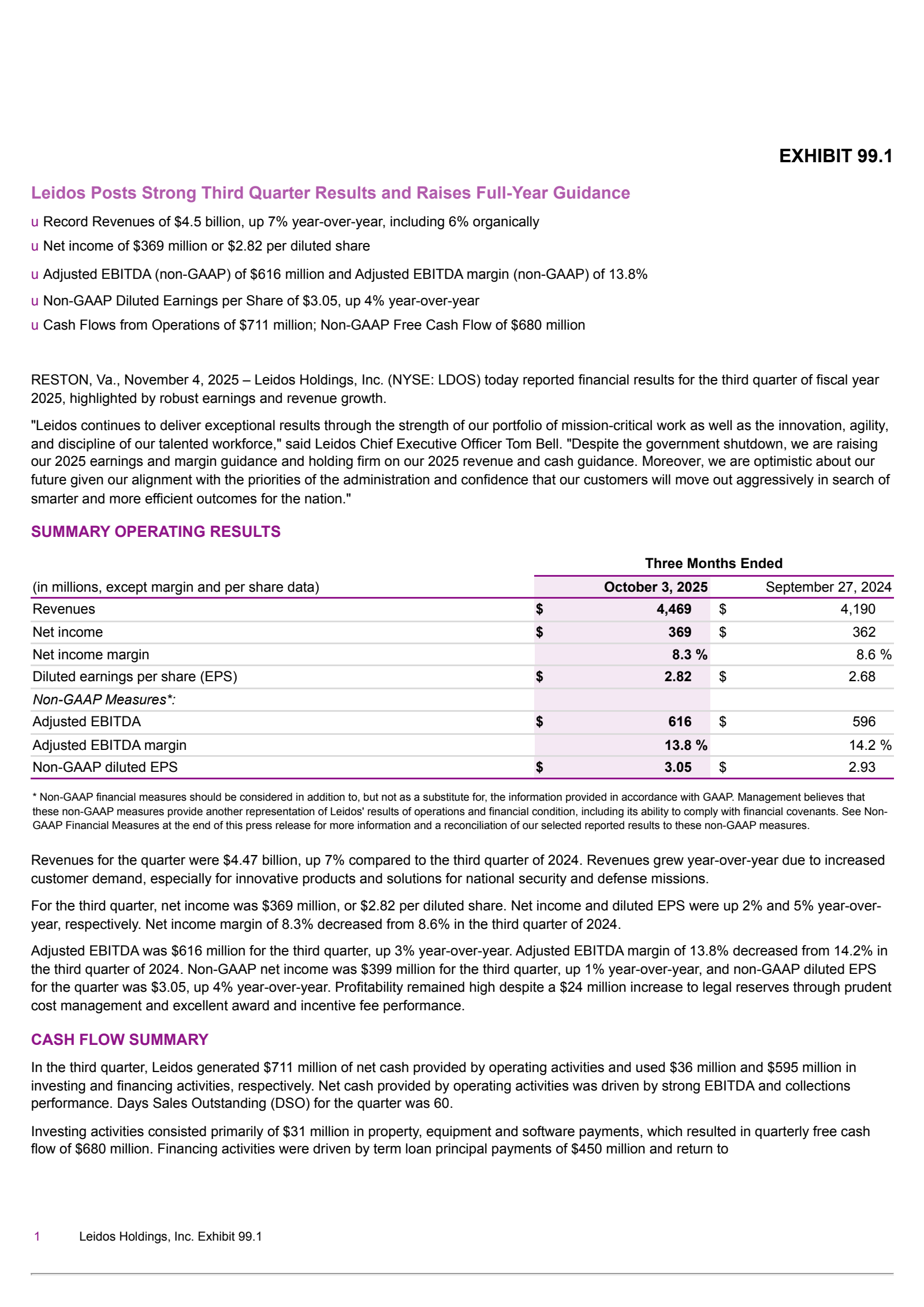 Leidos' Q3 2025 Earnings Release