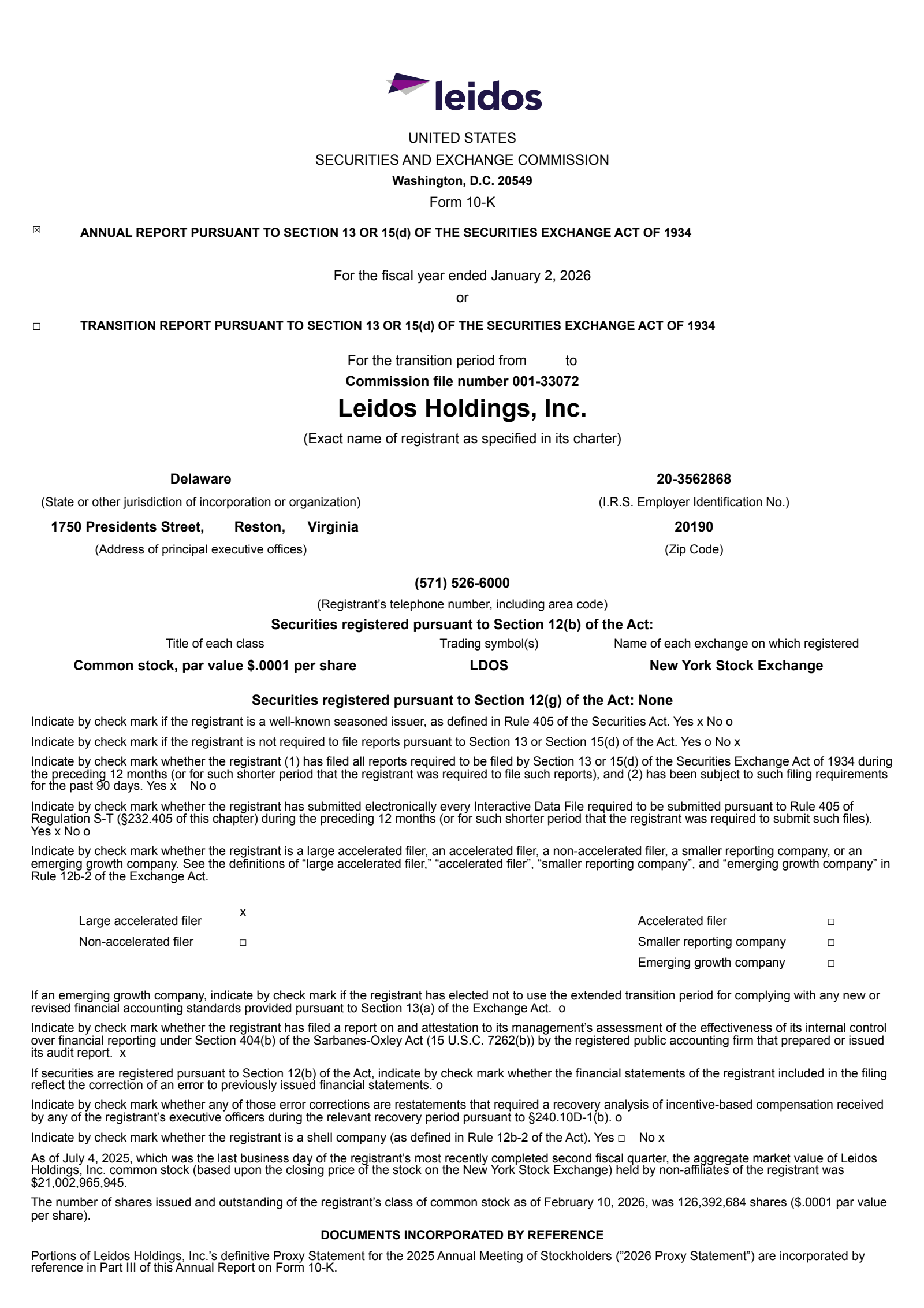 Leidos' Q4 2025 Annual report