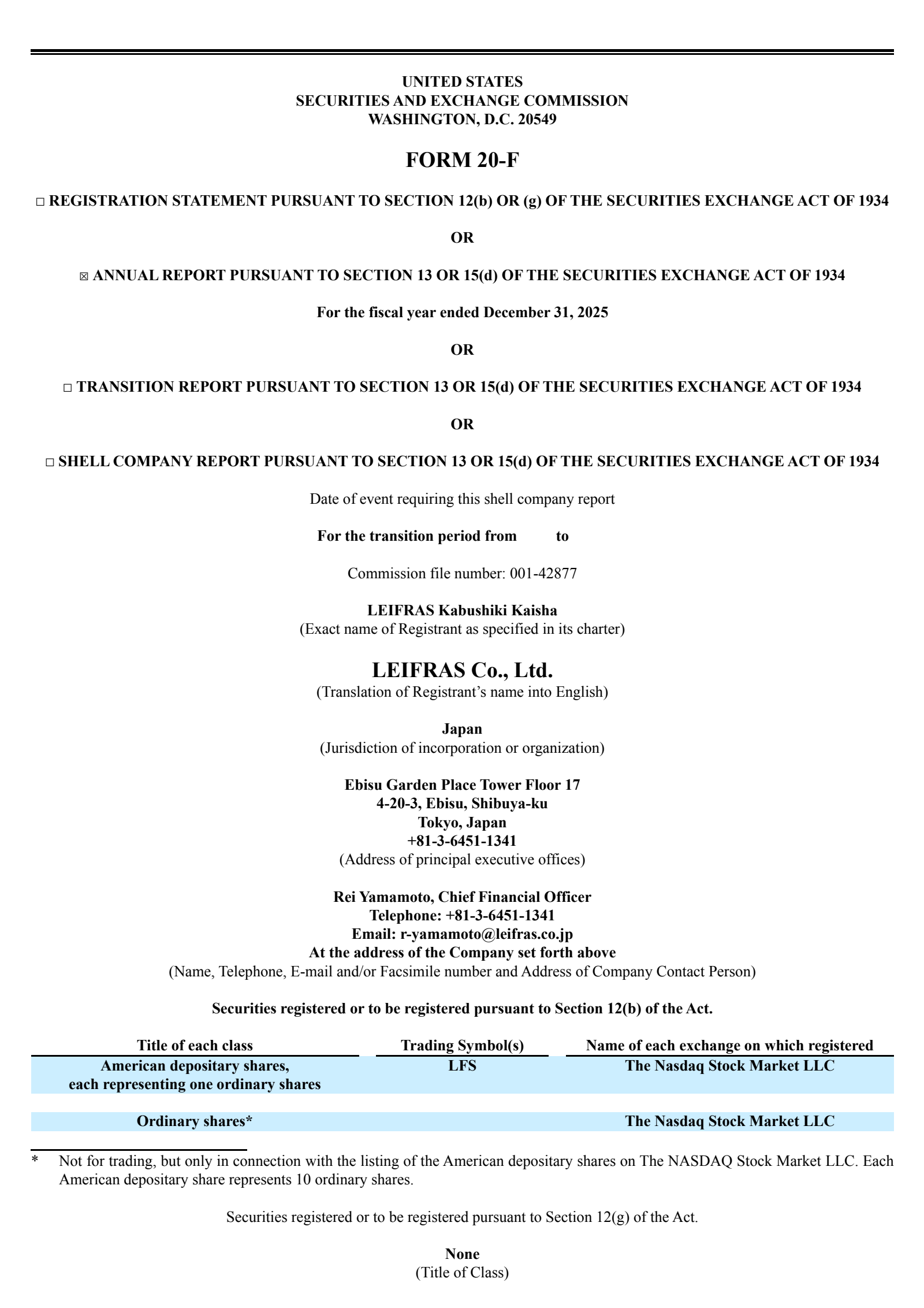 Leifras' Q4 2025 Annual report