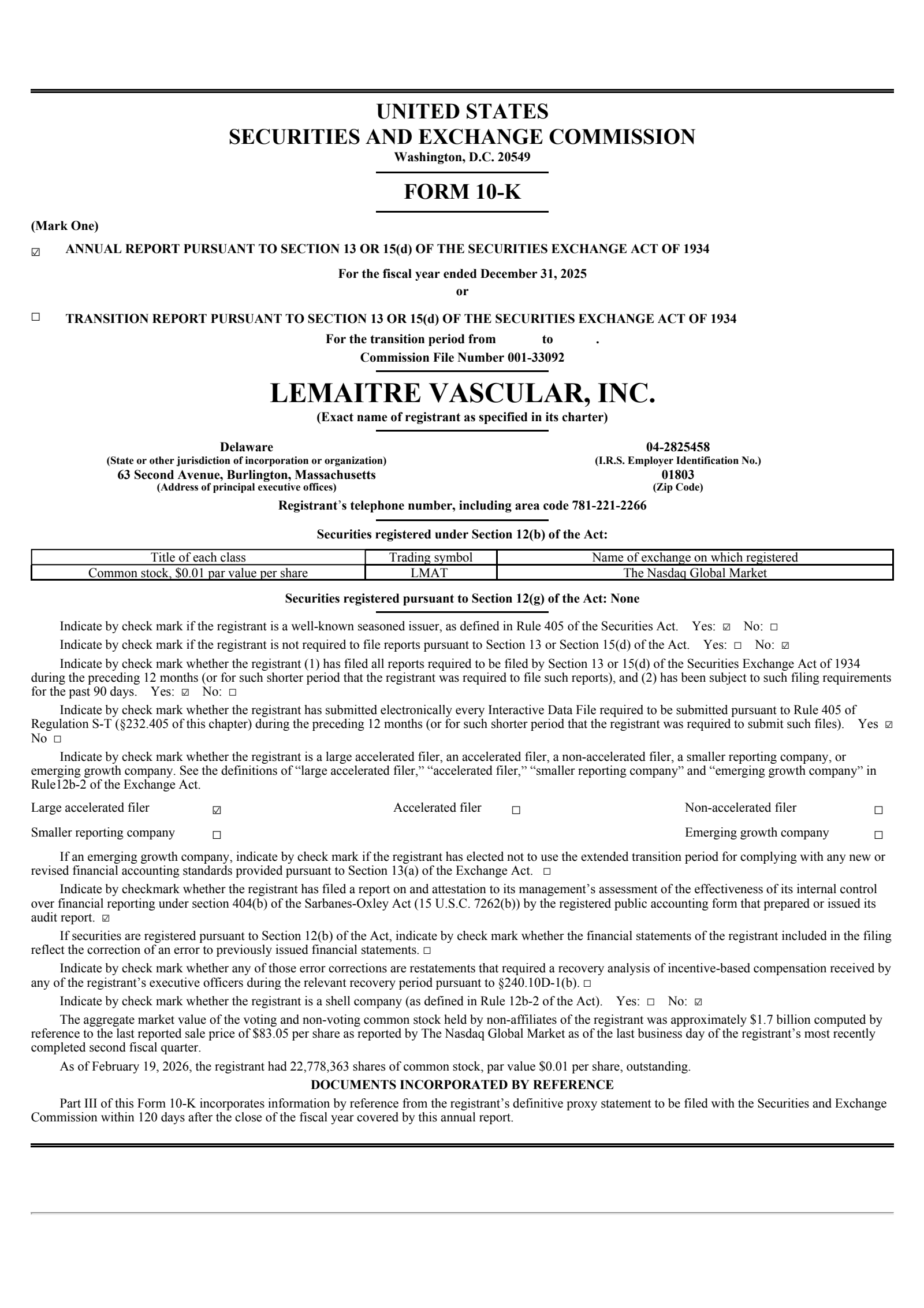 LeMaitre Vascular's Q4 2025 Annual report