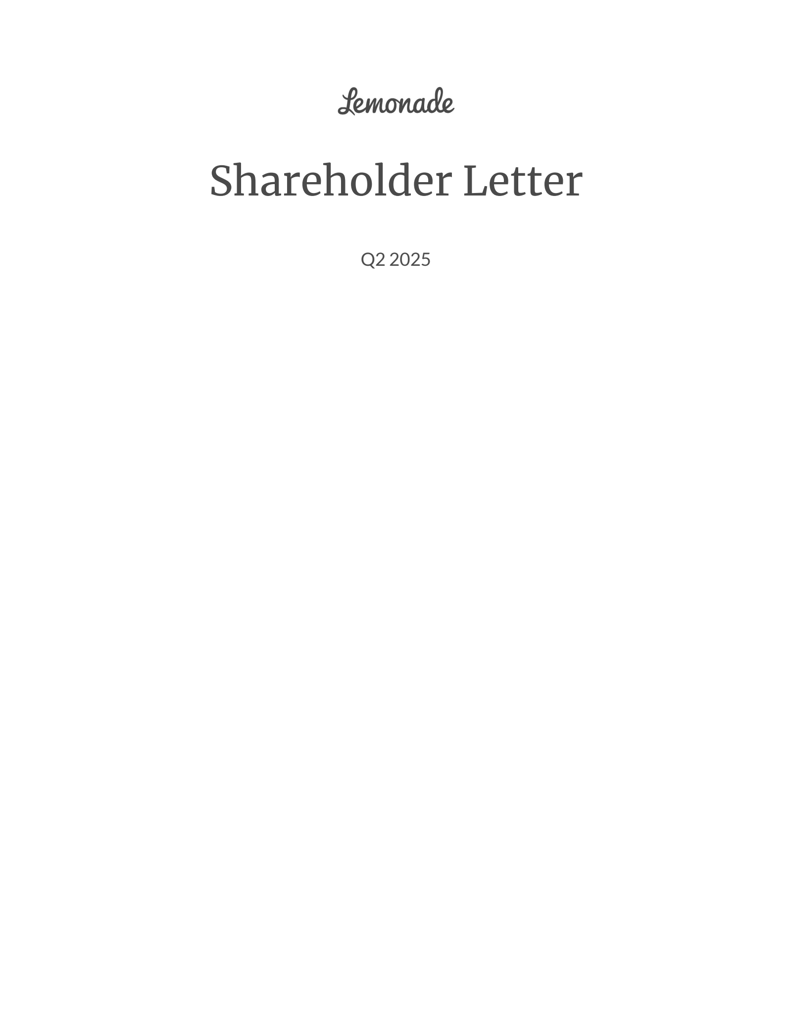Lemonade's Q2 2025 Press Release