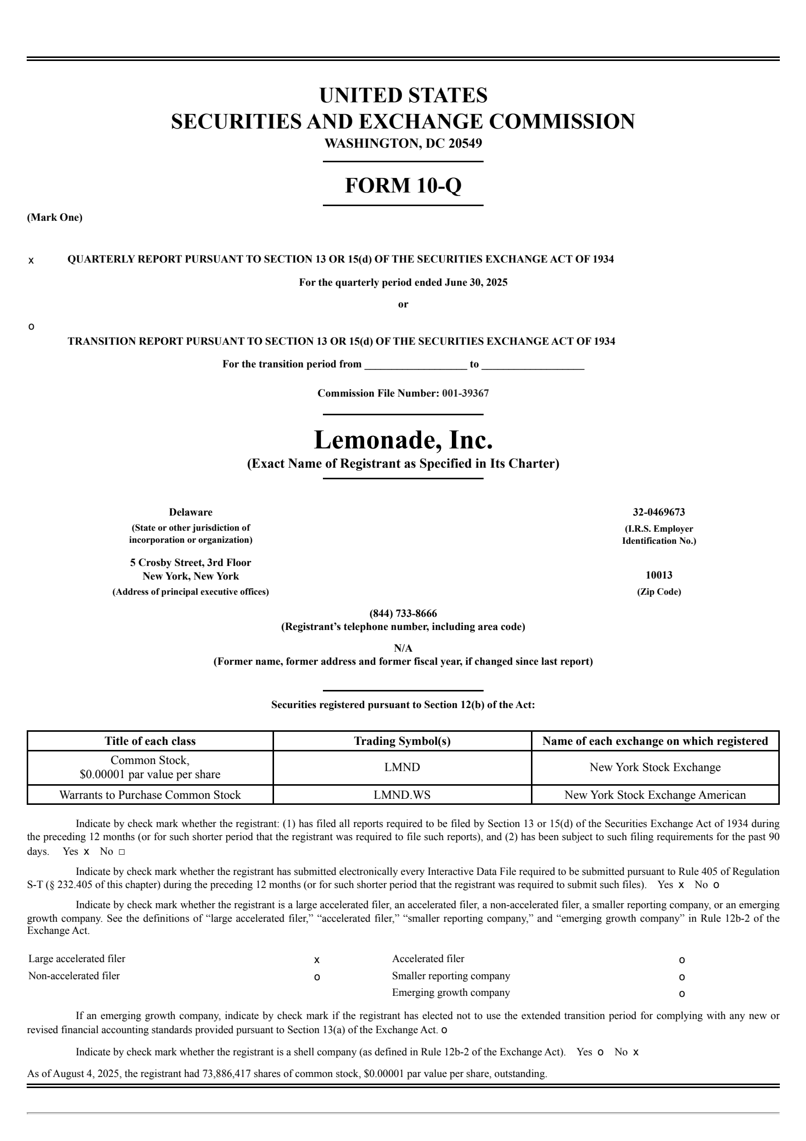 Lemonade's Q2 2025 Quarterly report