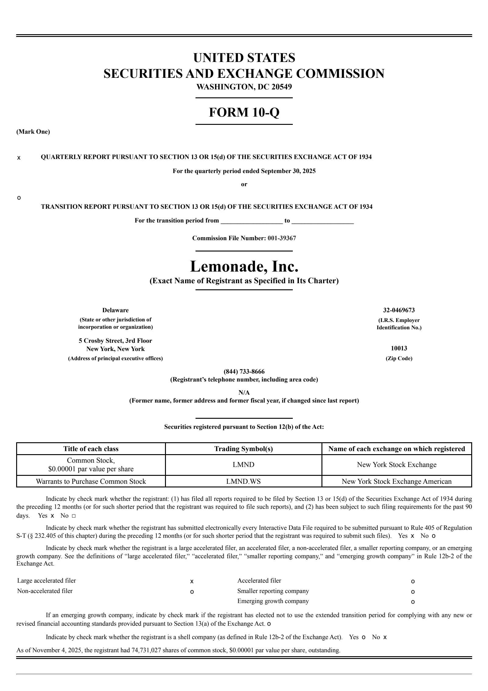 Lemonade's Q3 2025 Quarterly Report