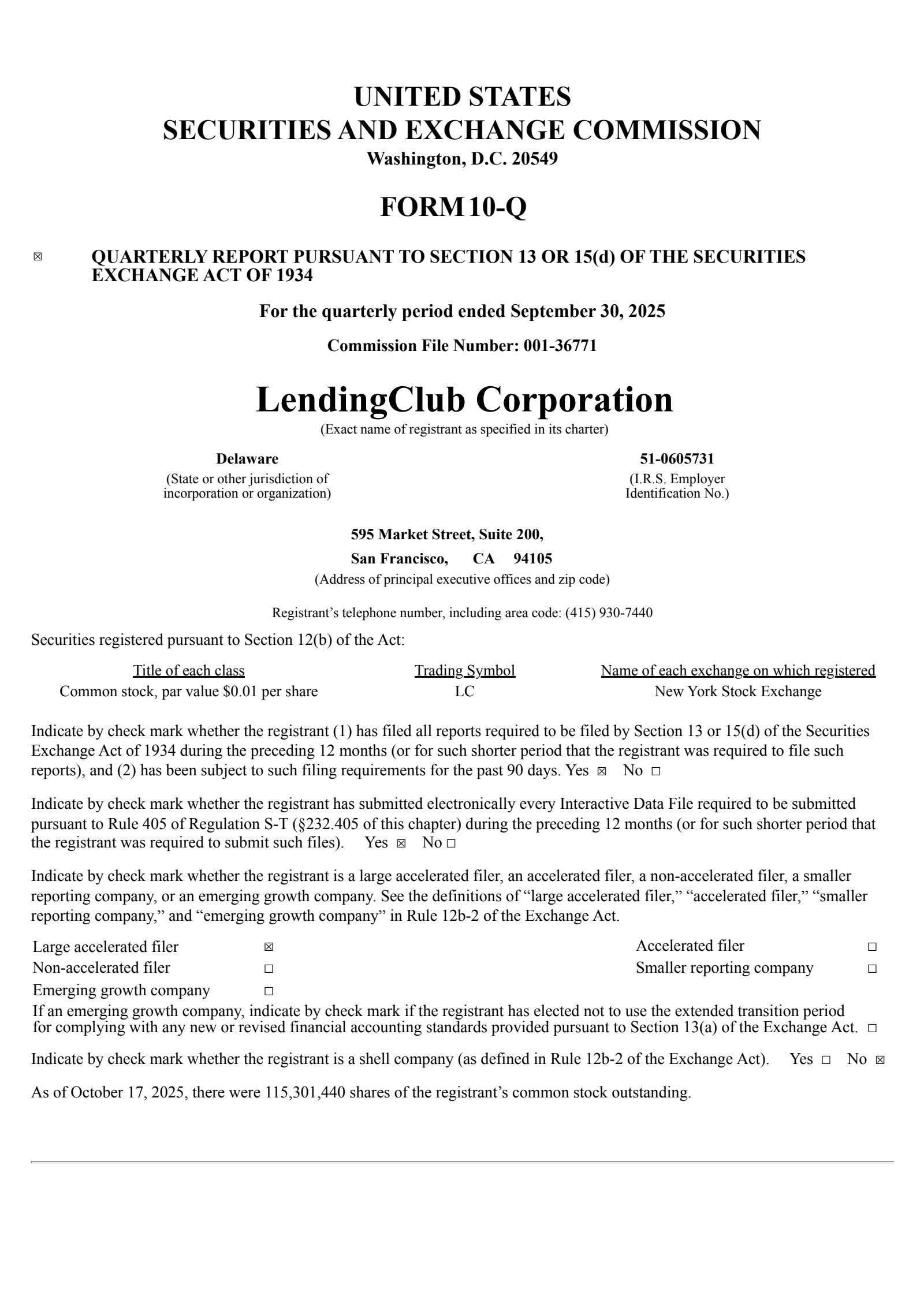 LendingClub's Q3 2025 Quarterly Report