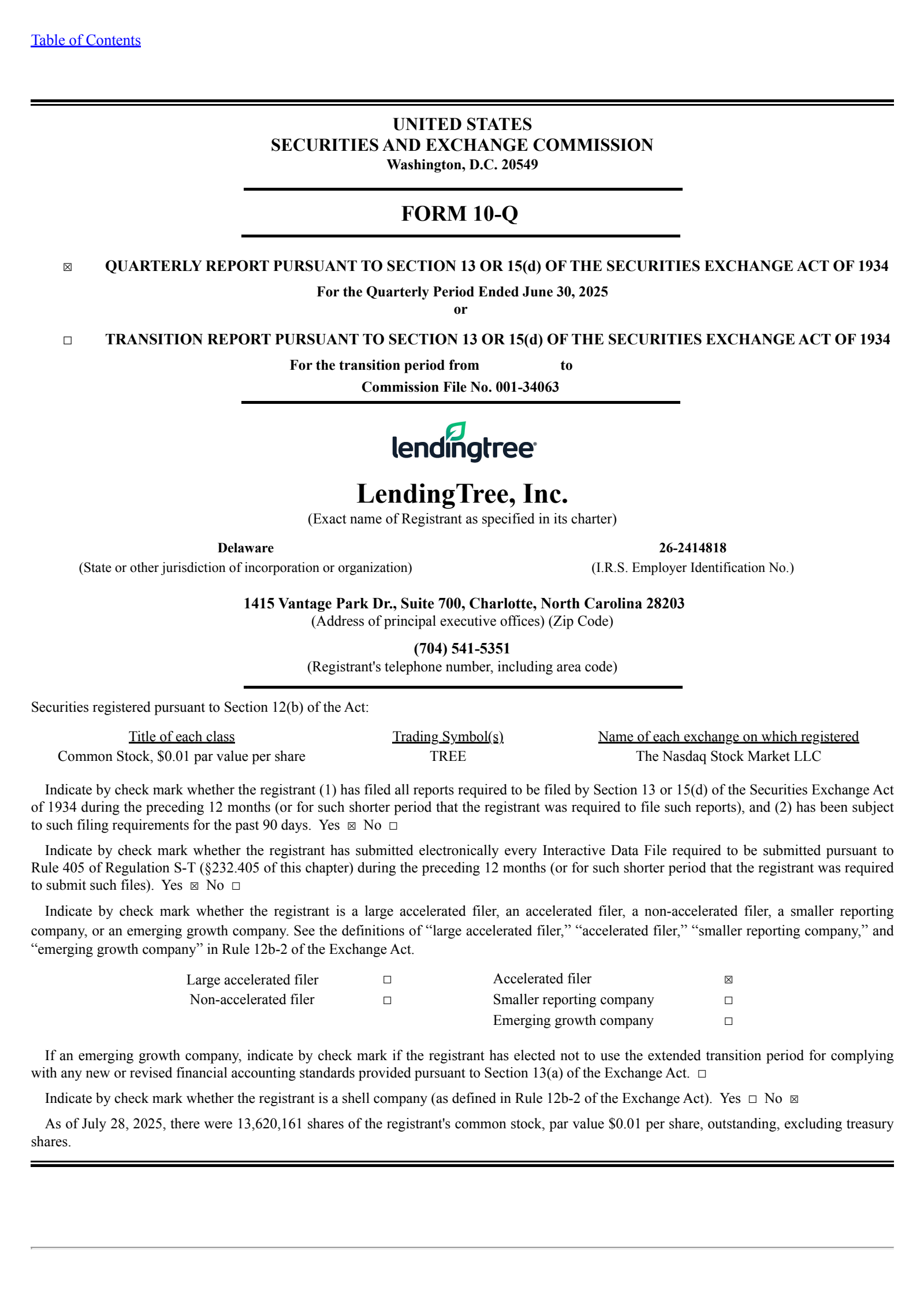 LendingTree's Q2 2025 Quarterly report