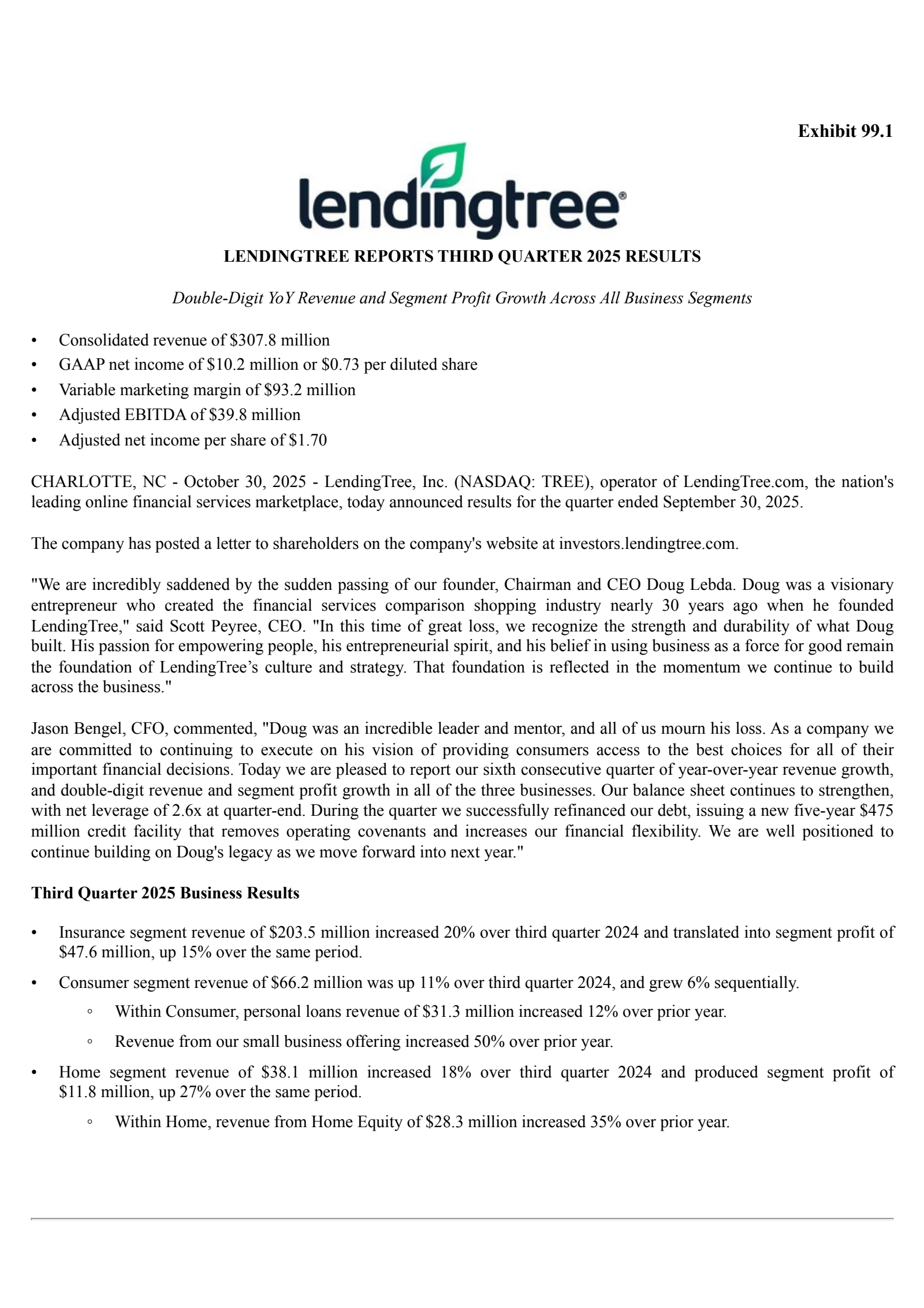 LendingTree's Q3 2025 Earnings Release