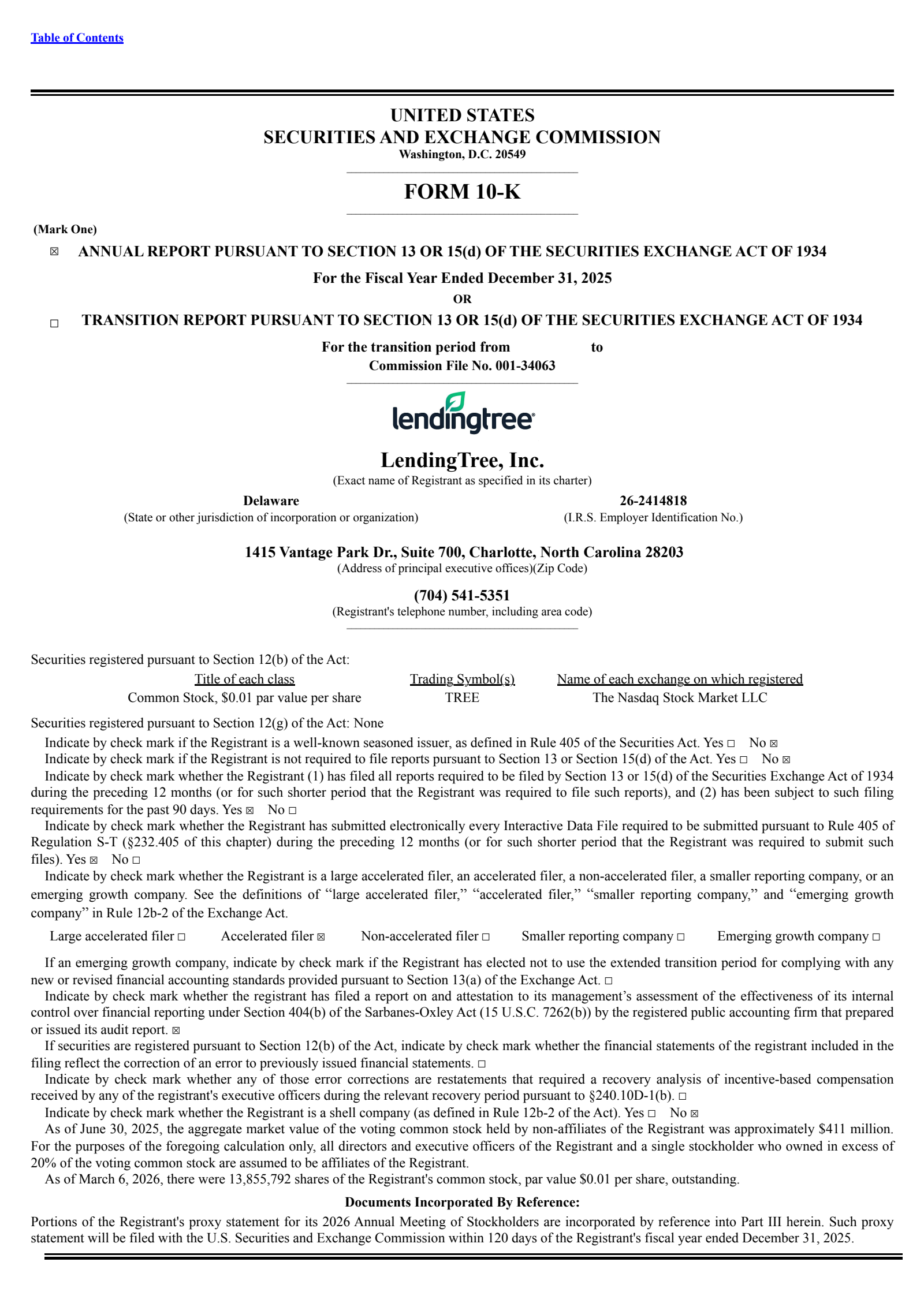 LendingTree's Q4 2025 Annual report
