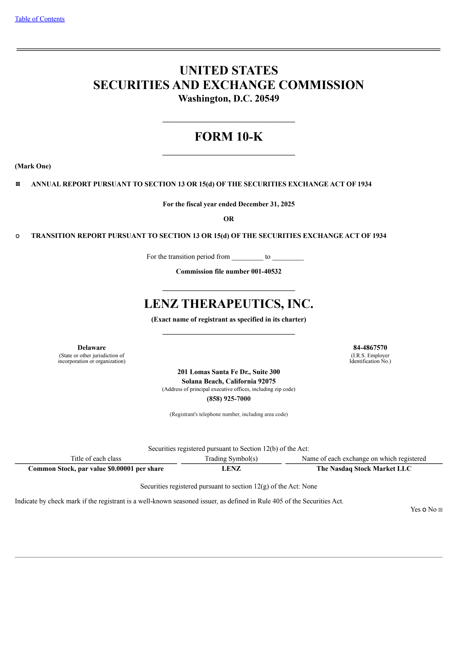 LENZ Therapeutics' Q4 2025 Annual report