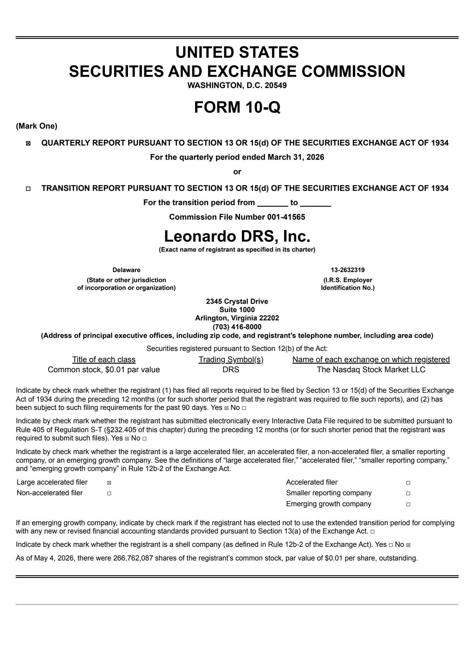 Leonardo DRS's Q1 2026 Quarterly report