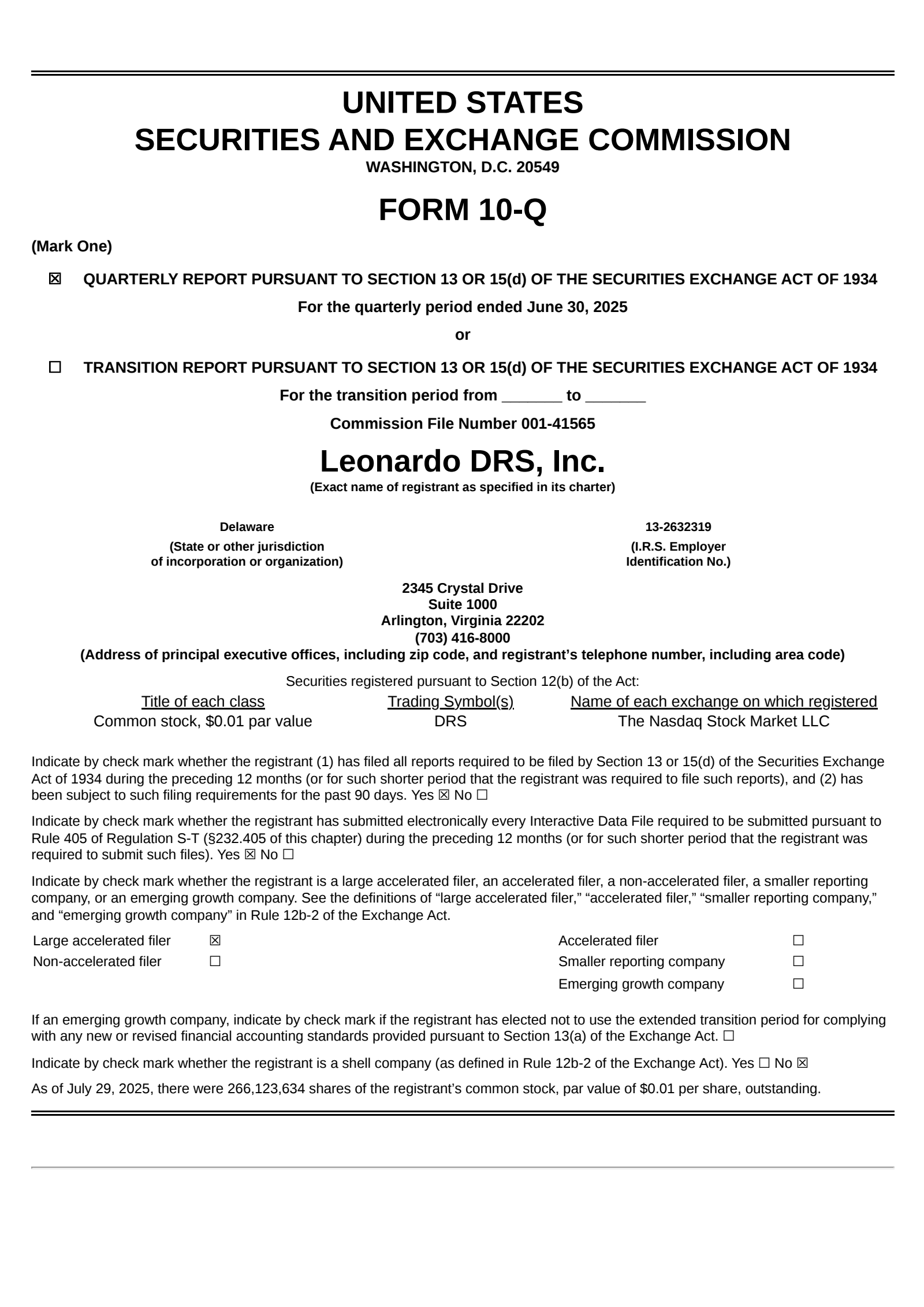 Leonardo DRS's Q2 2025 Quarterly report