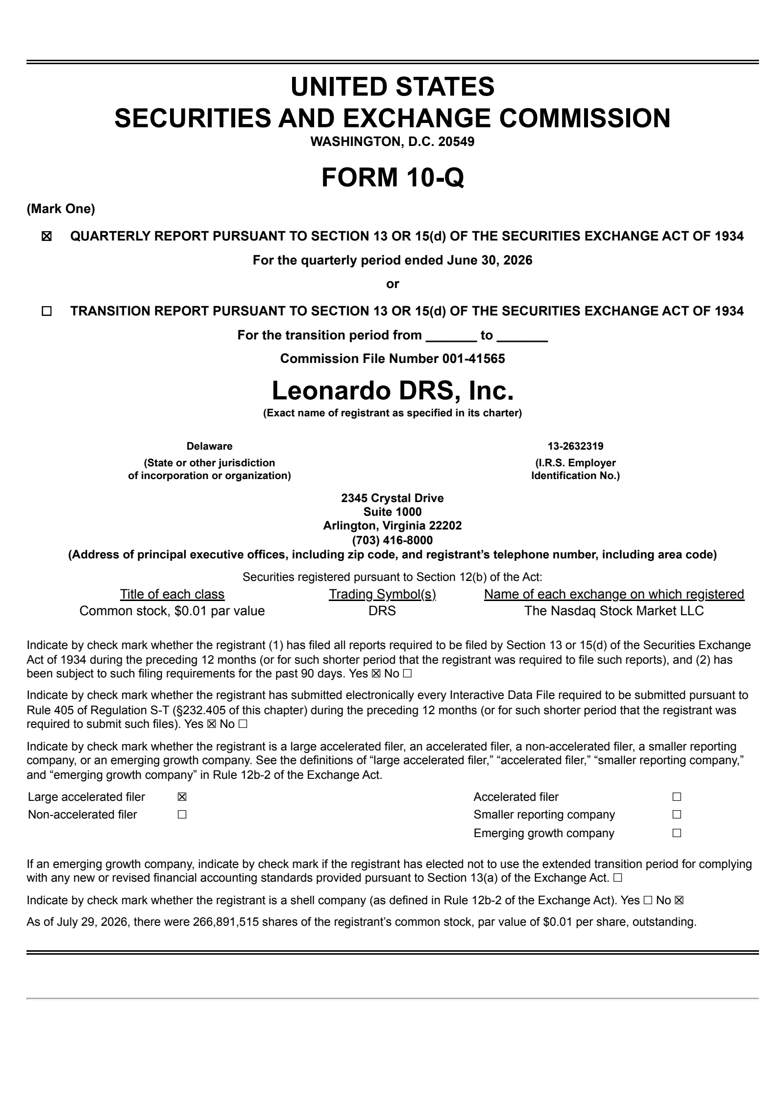 Leonardo DRS's Q2 2026 Quarterly report
