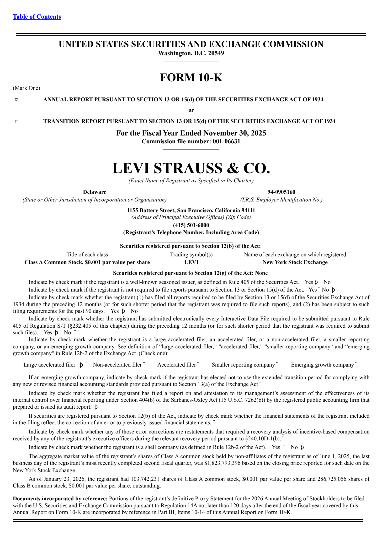 Levi Strauss & Co.'s Q4 2025 Annual report