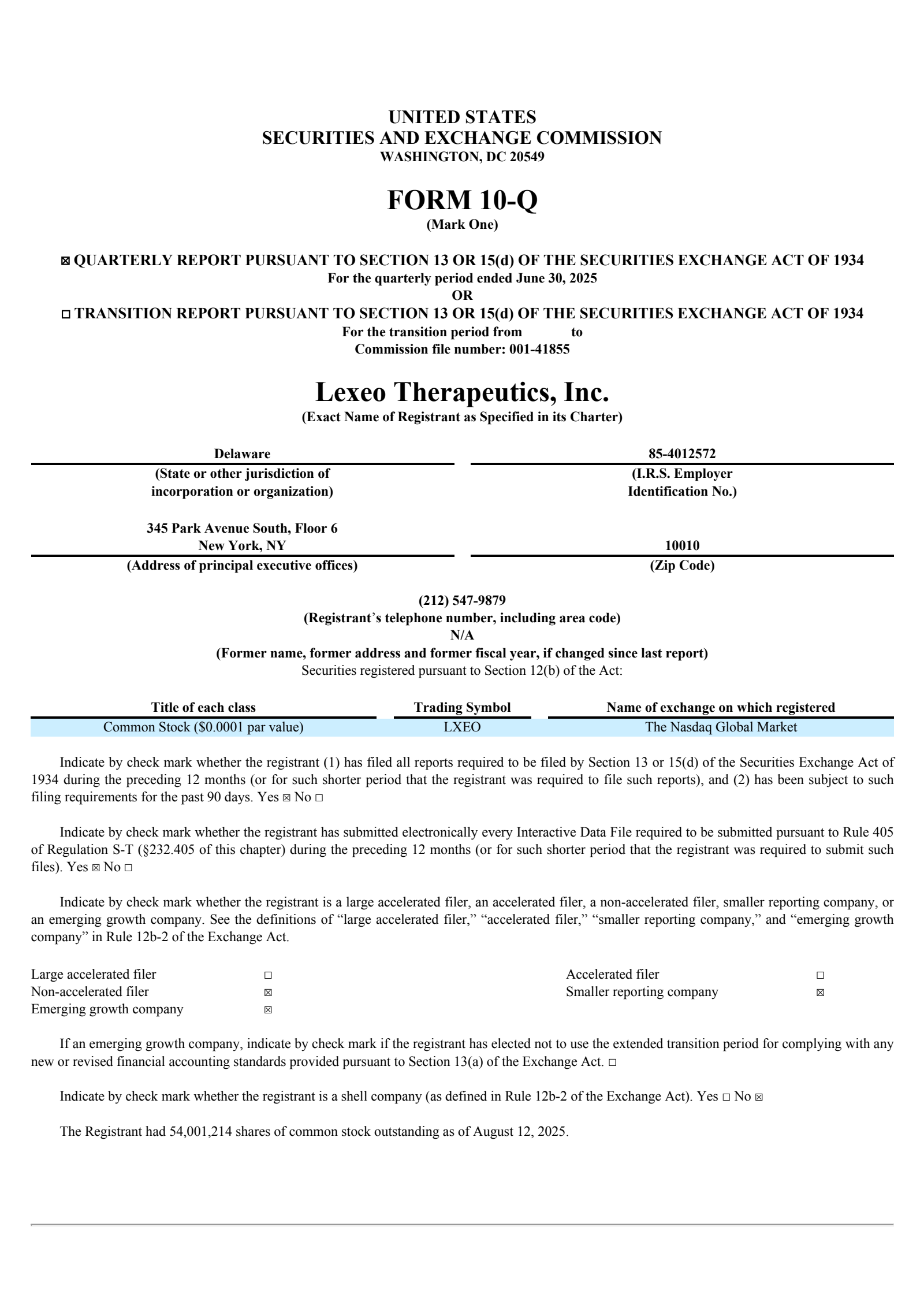 Lexeo Therapeutics' Q2 2025 Quarterly report