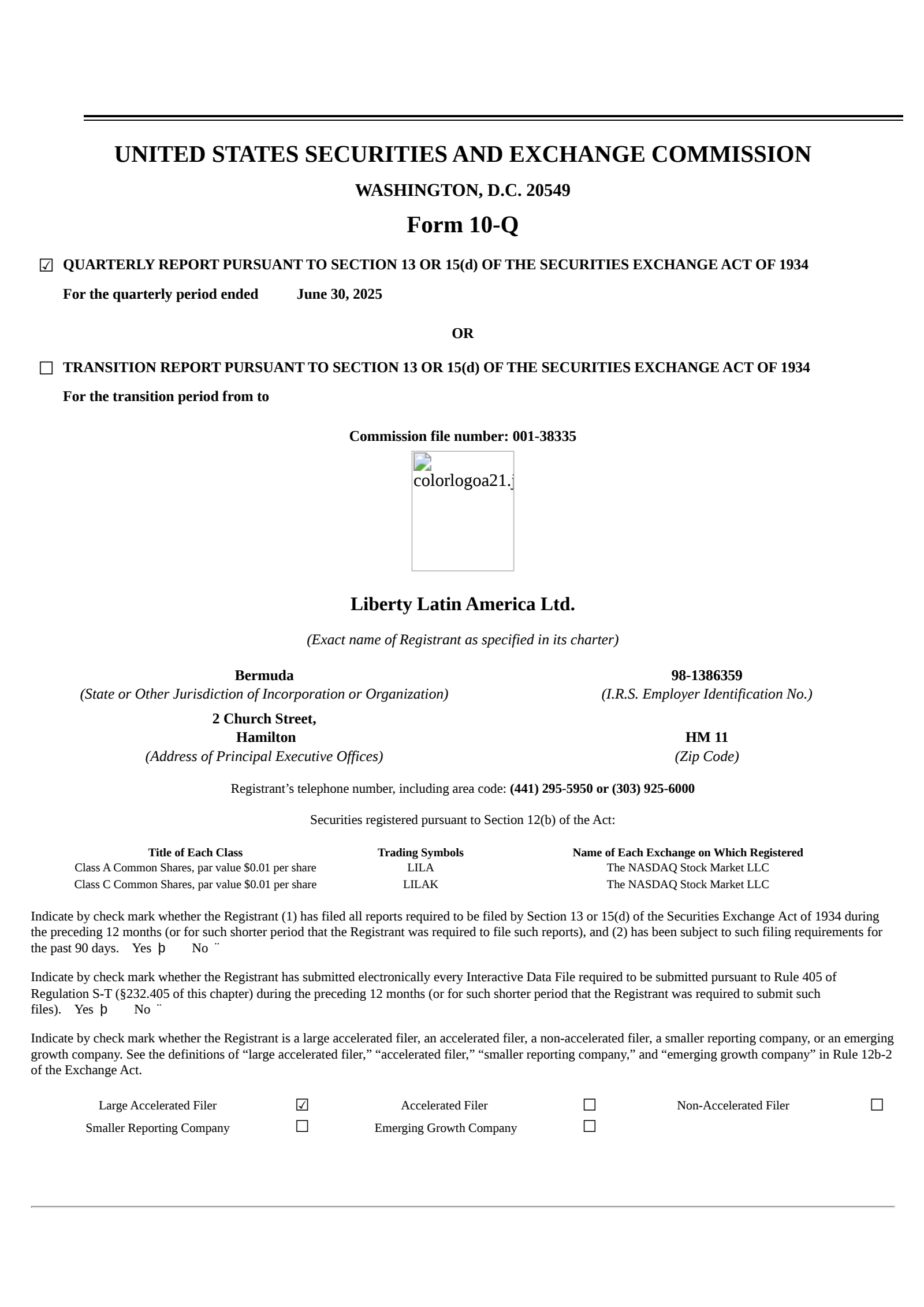 Liberty Latin America's Q2 2025 Quarterly report