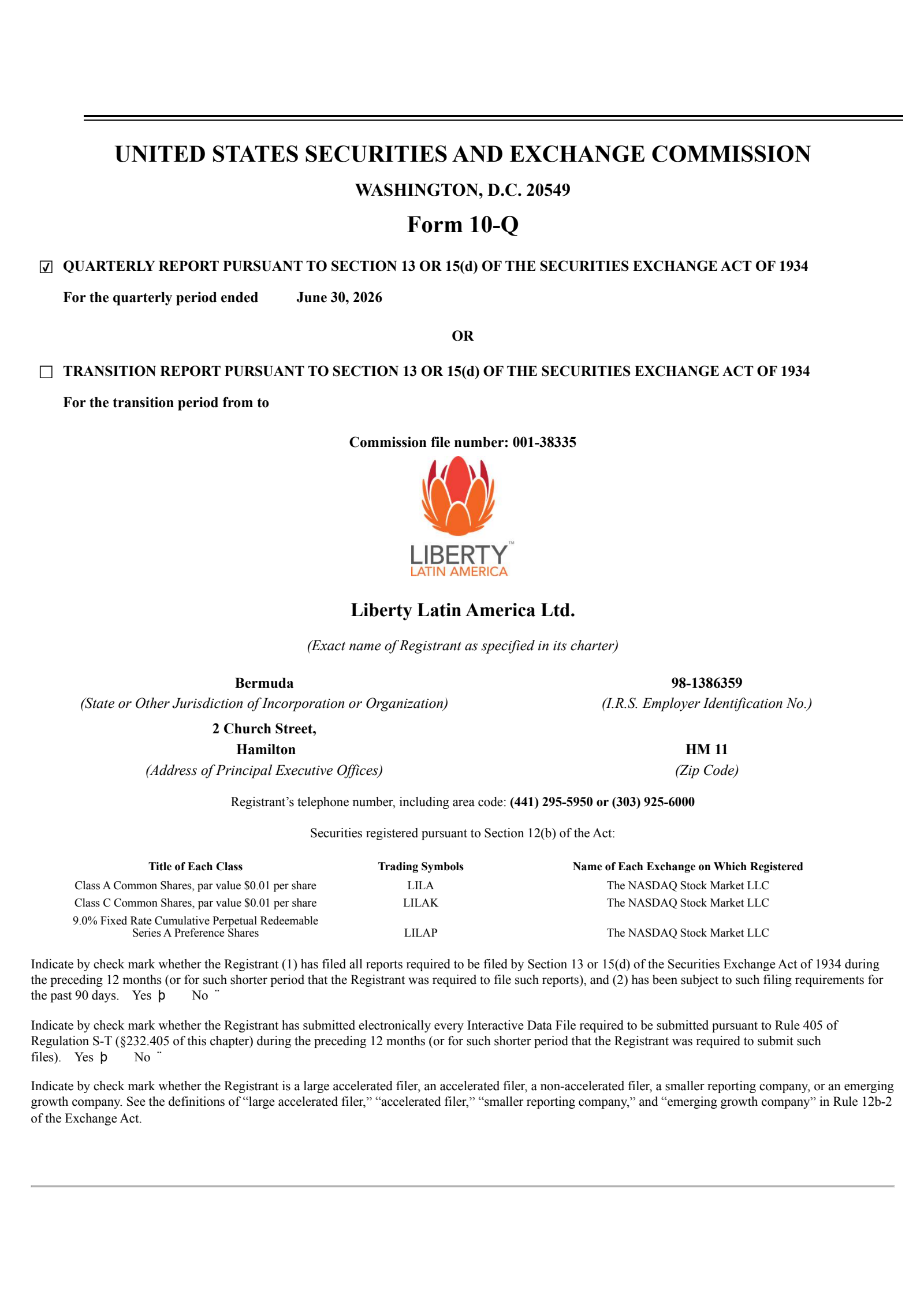 Liberty Latin America's Q2 2026 Quarterly report