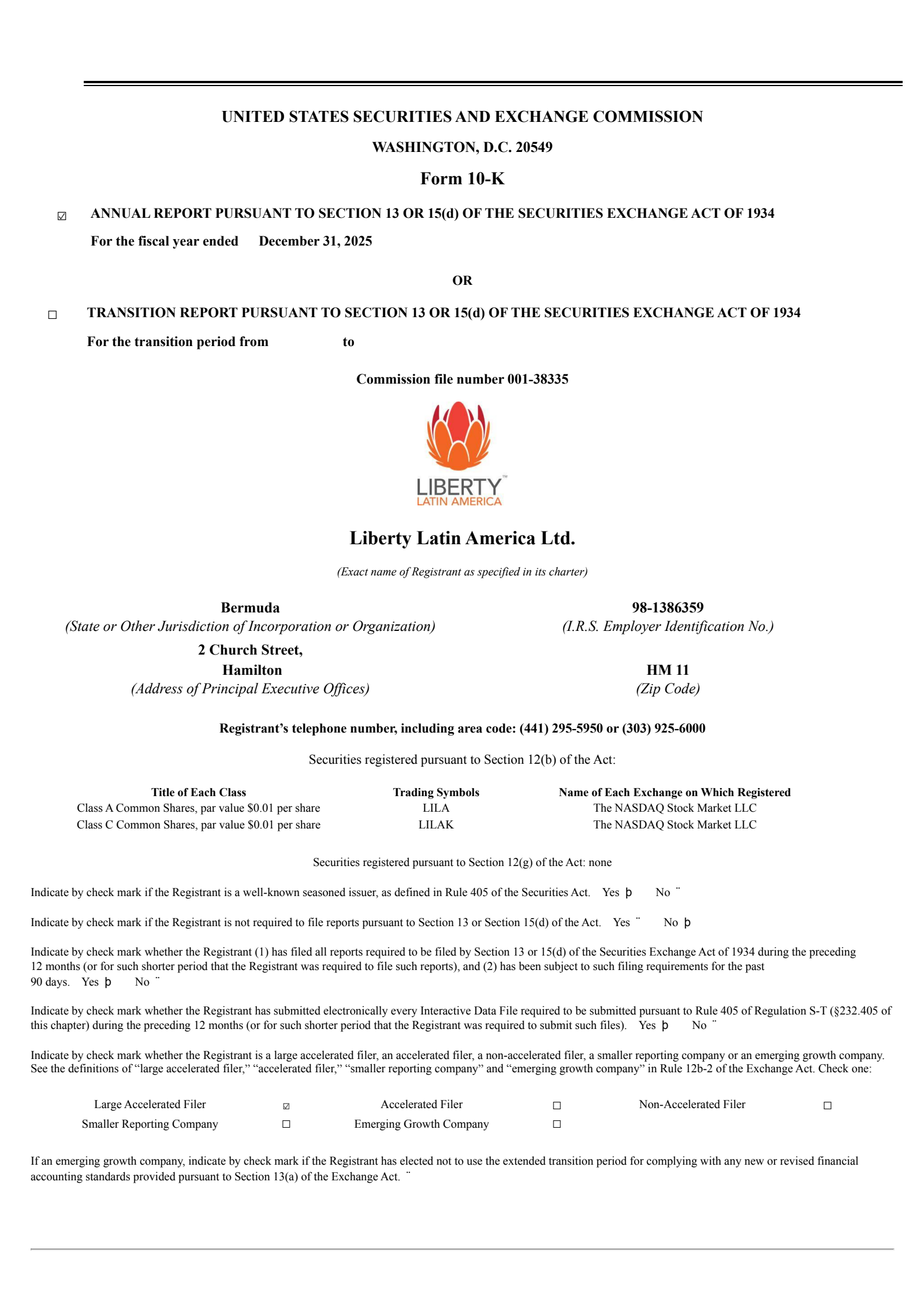 Liberty Latin America's Q4 2025 Annual report