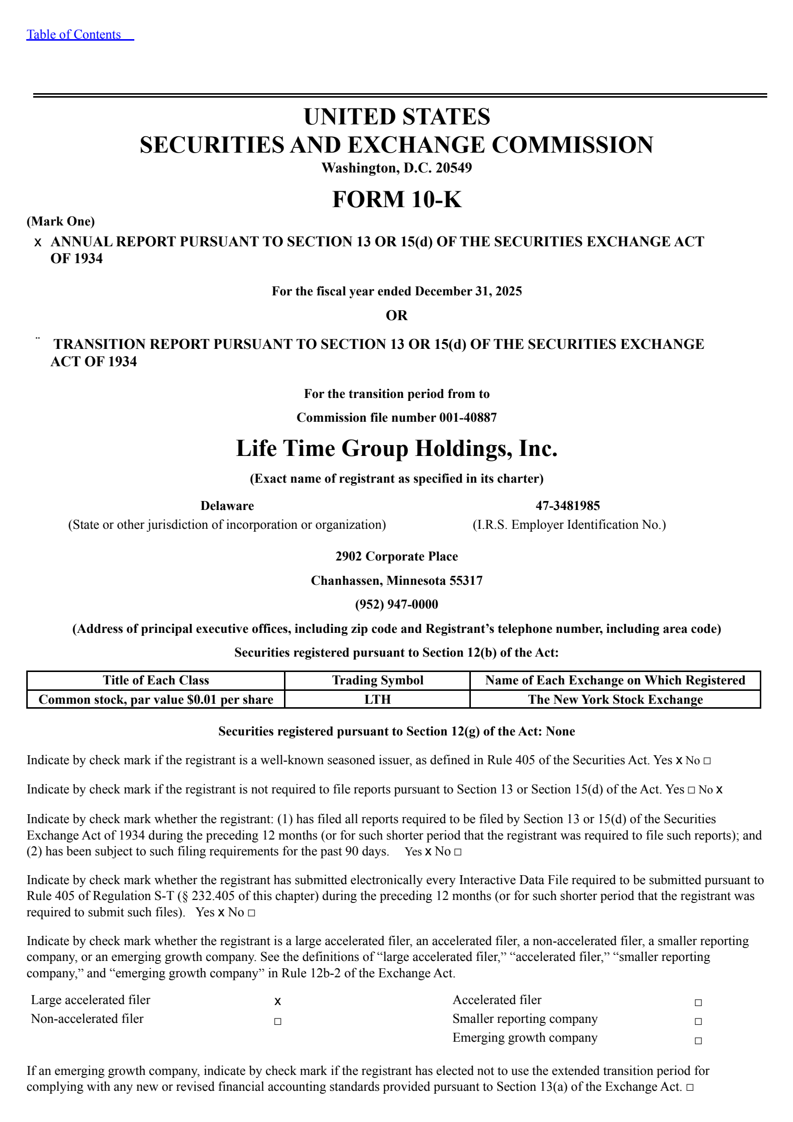 Life Time Group's Q4 2025 Annual report