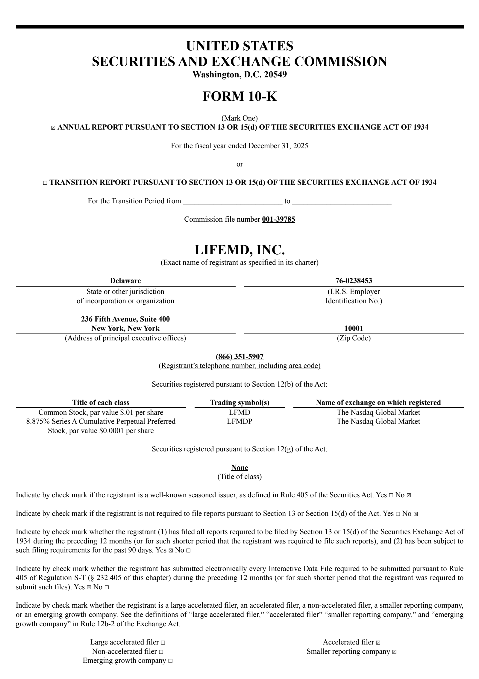 LifeMD's Q4 2025 Annual report