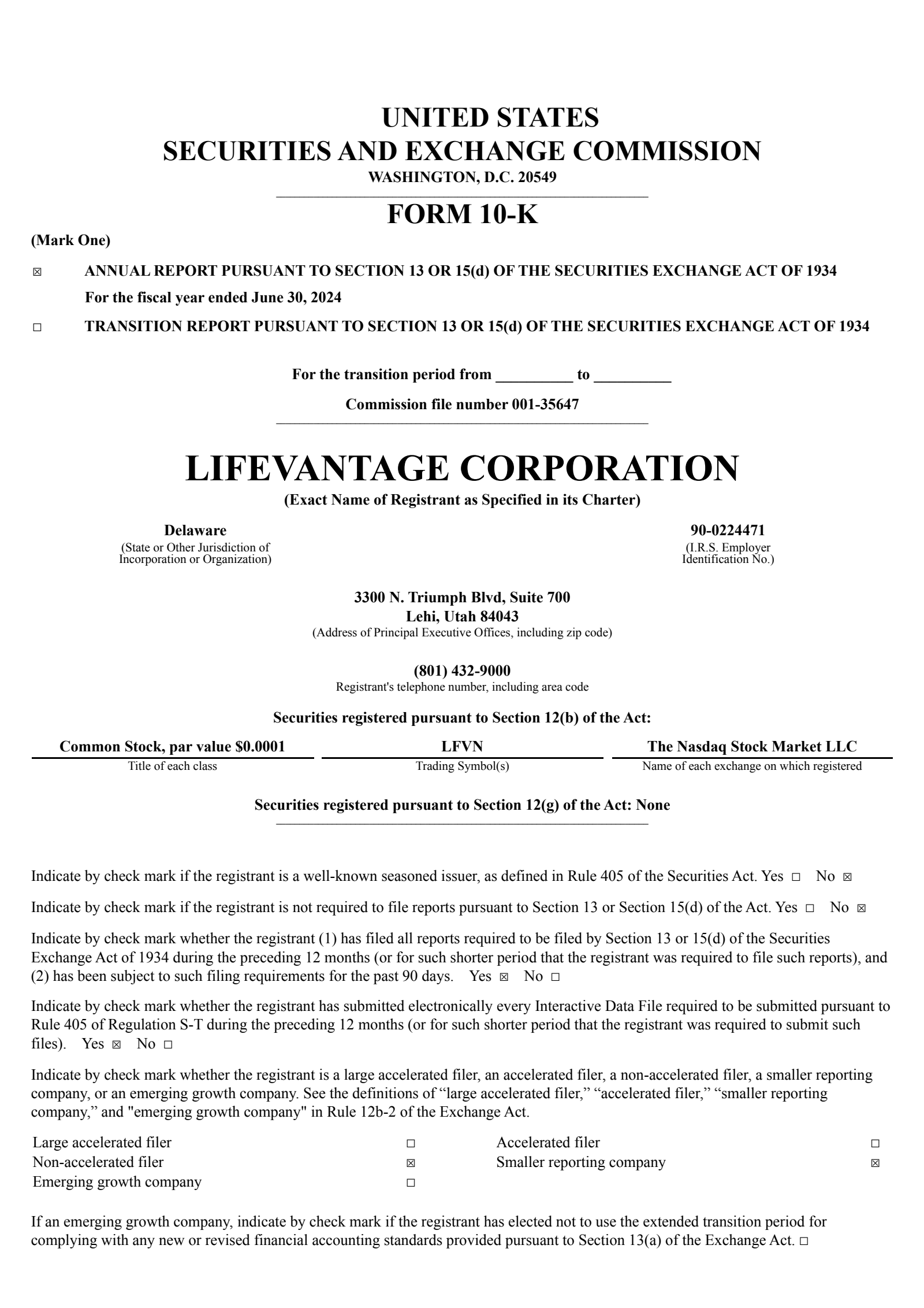 Lifevantage's Q4 2024 Annual report