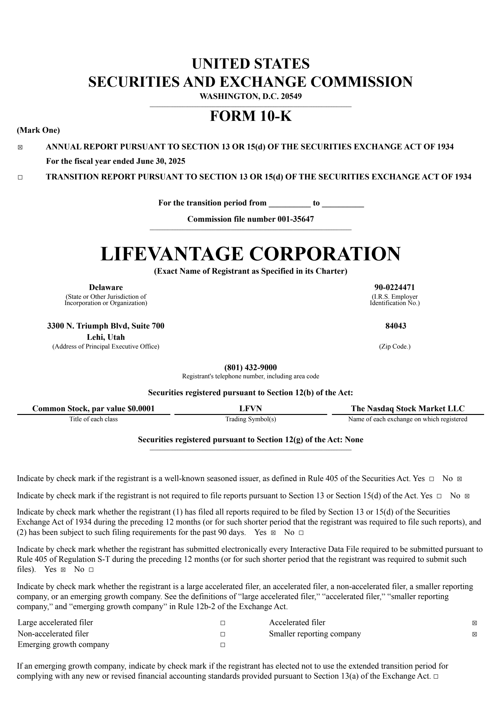 Lifevantage's Q4 2025 Annual report