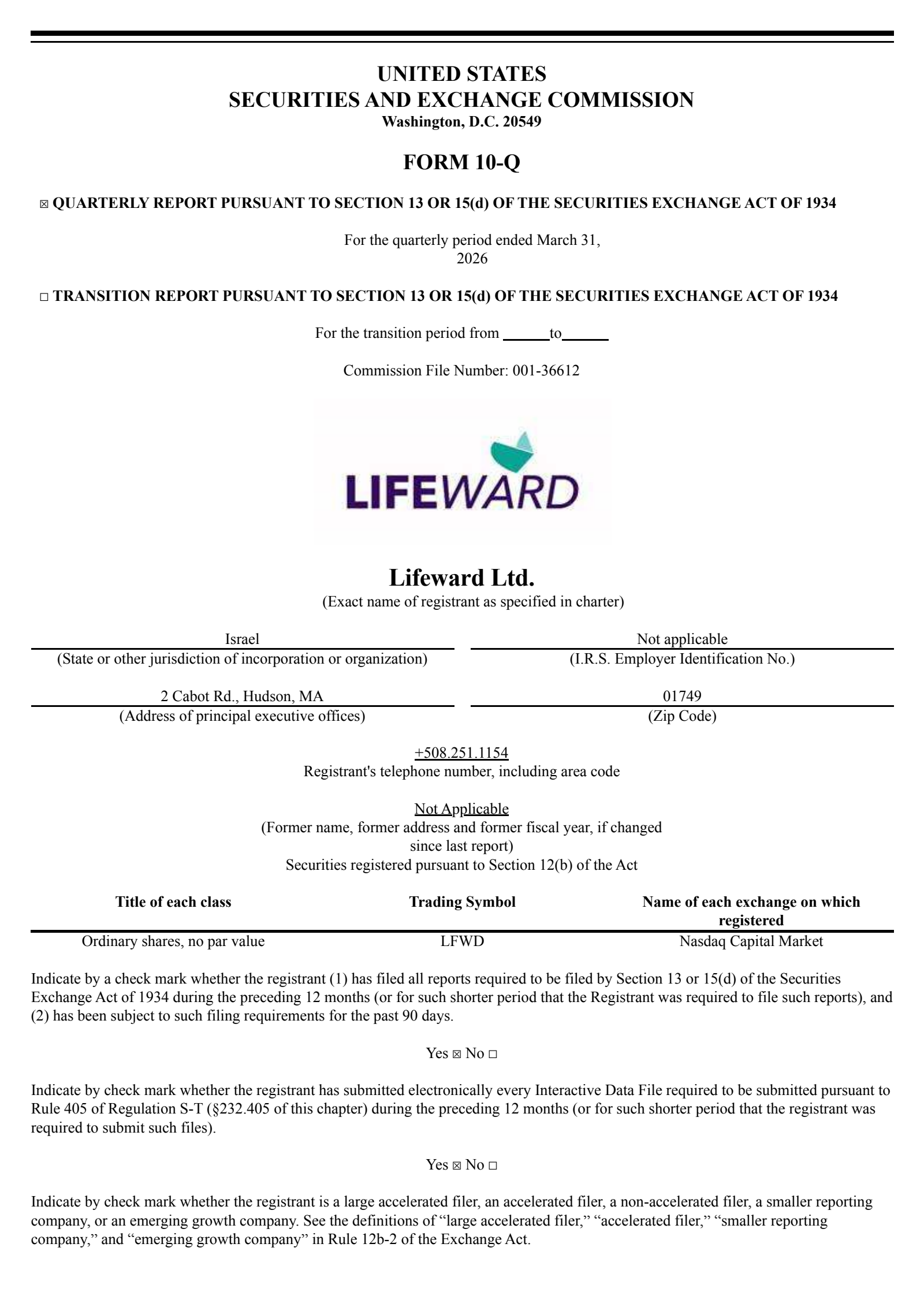 Lifeward's Q1 2026 Quarterly report