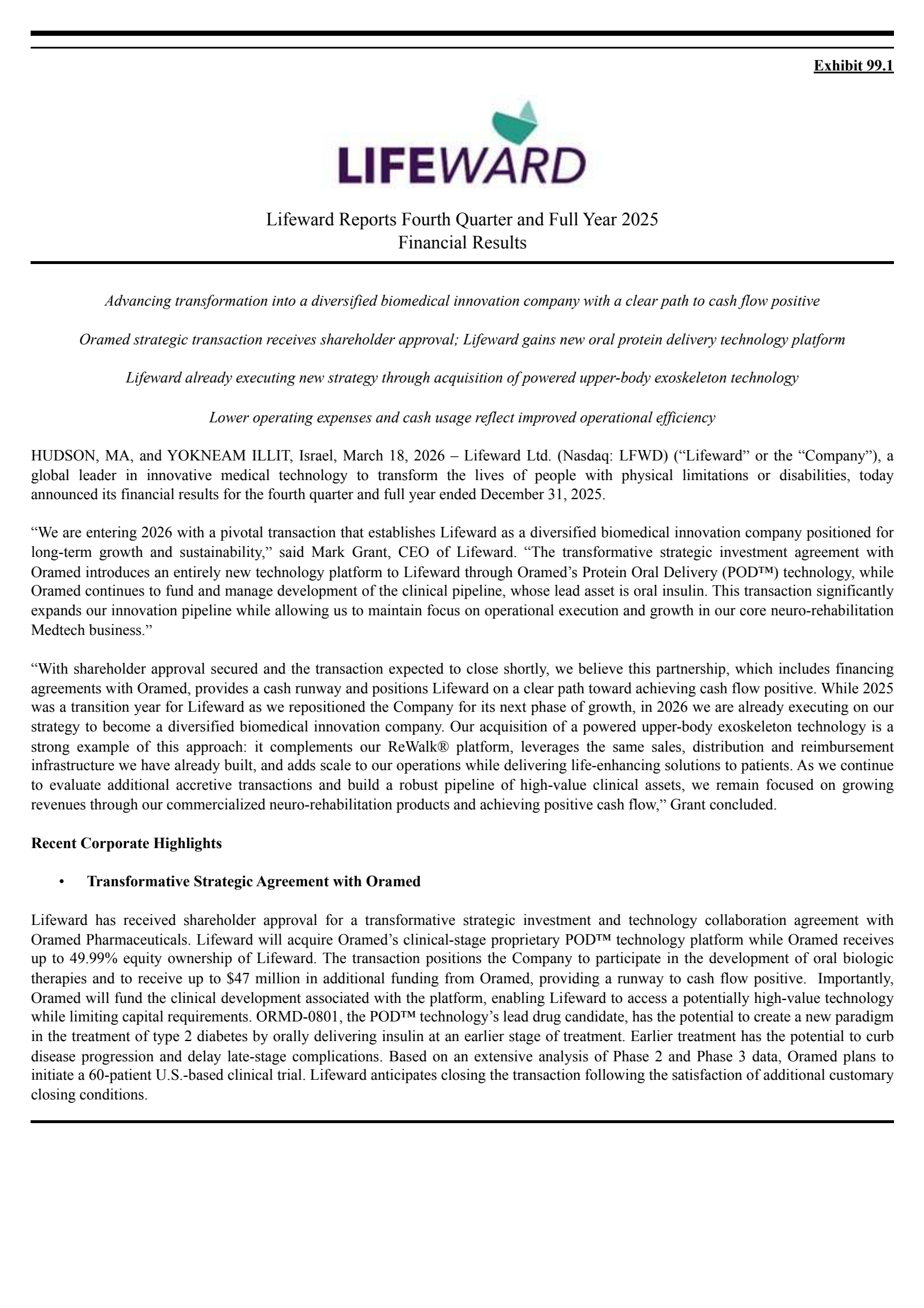 Lifeward's Q4 2025 Press Release