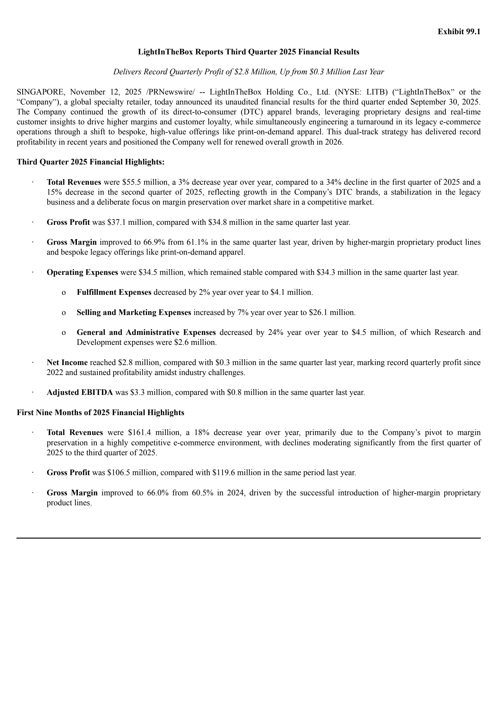 LightInTheBox's Q3 2025 Earnings Release
