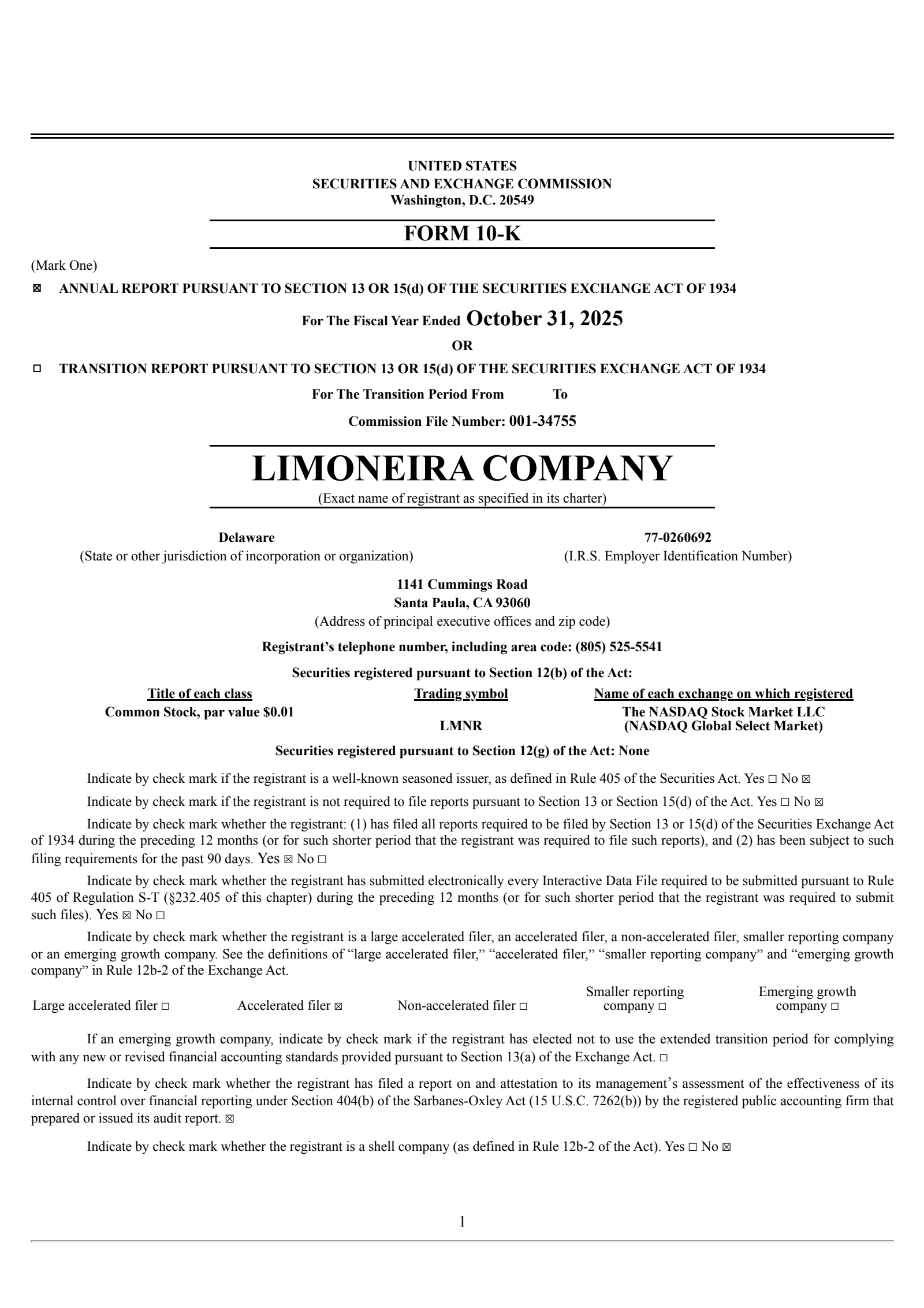 Limoneira's Q4 2025 Annual Report