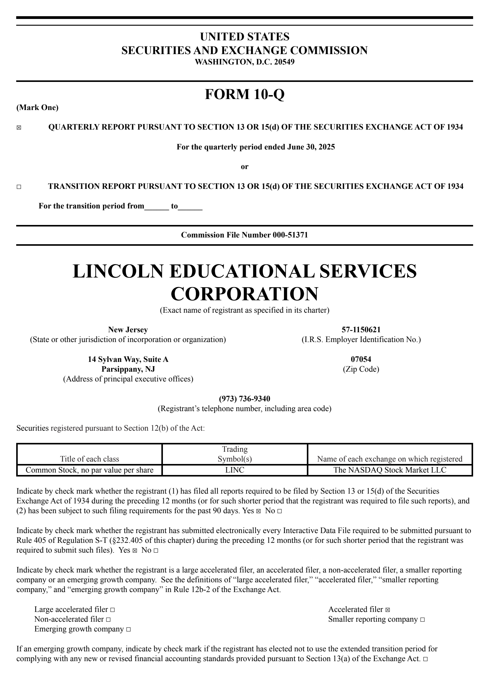 Lincoln Educational Services' Q2 2025 Quarterly report