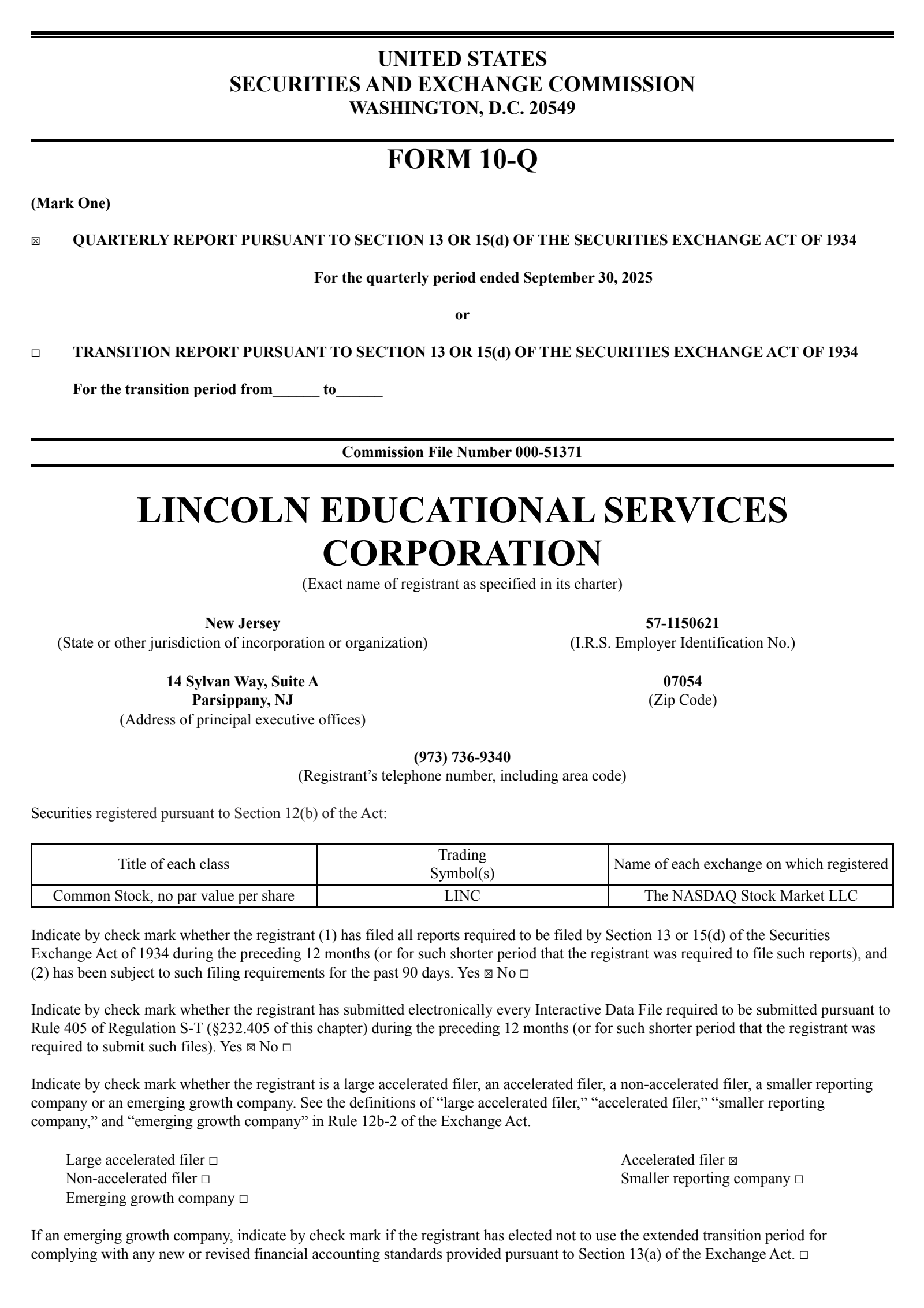 Lincoln Educational Services' Q3 2025 Quarterly Report