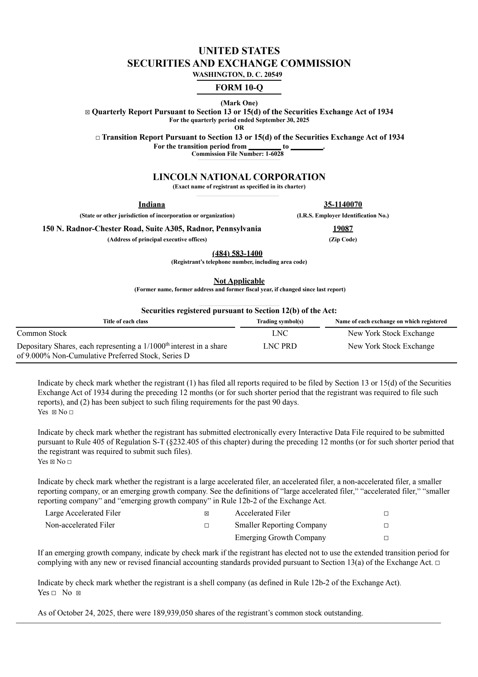 Lincoln National's Q3 2025 Quarterly Report