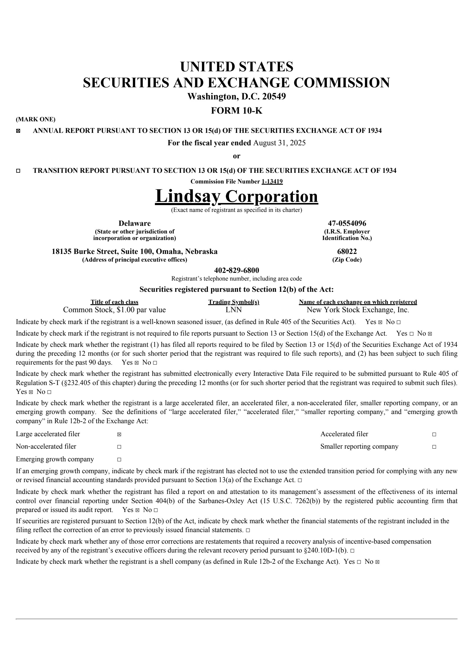 Lindsay's Q4 2025 Annual Report