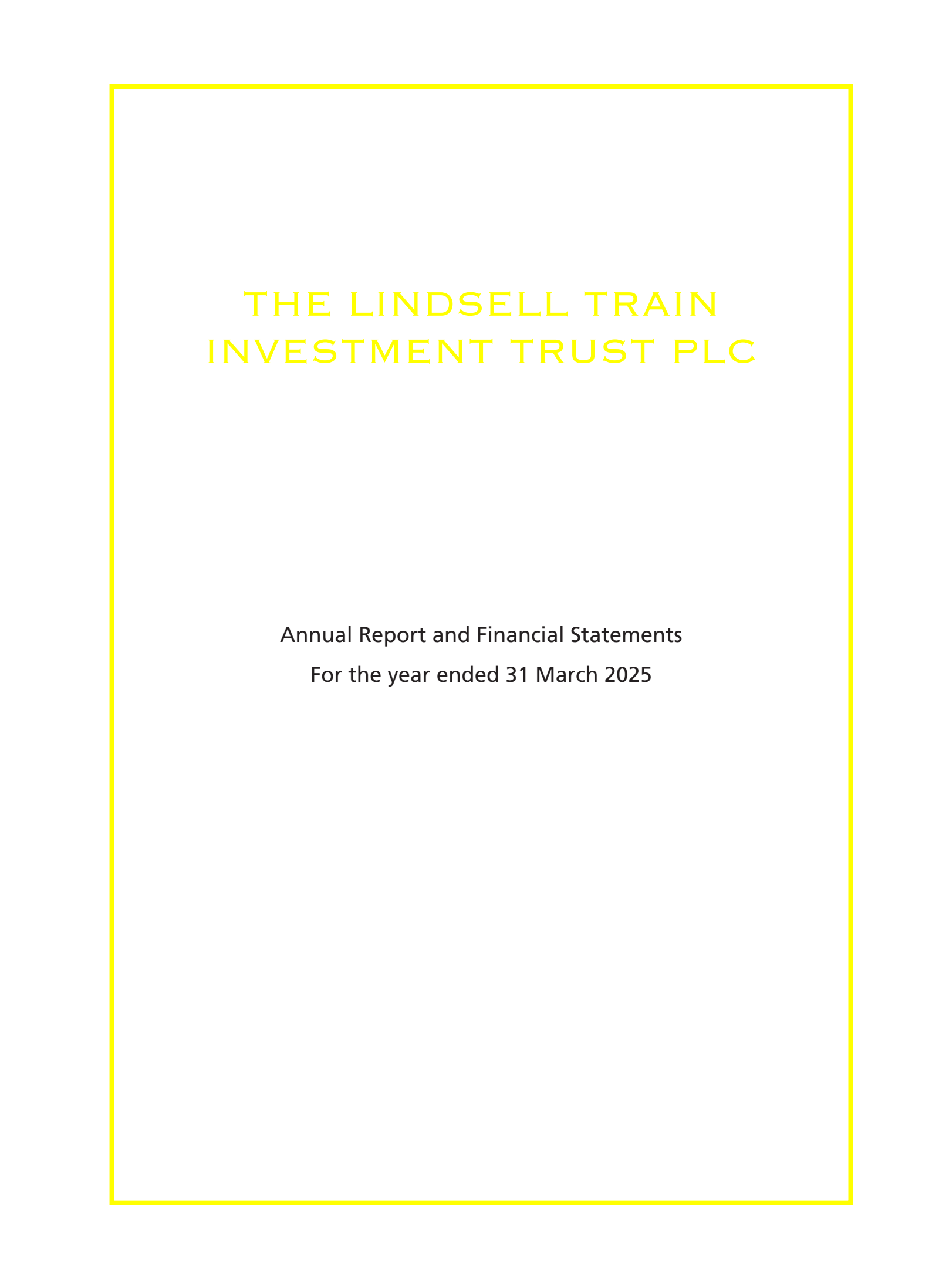 Lindsell Train Investment Trust's H2 2025 Annual report